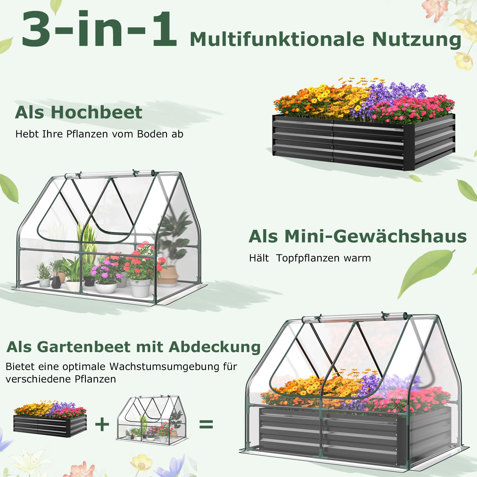 COSTWAY Blumenkasten Mit Rankgitter, Hochbeet Mit S Produktbild-Vorschau 12