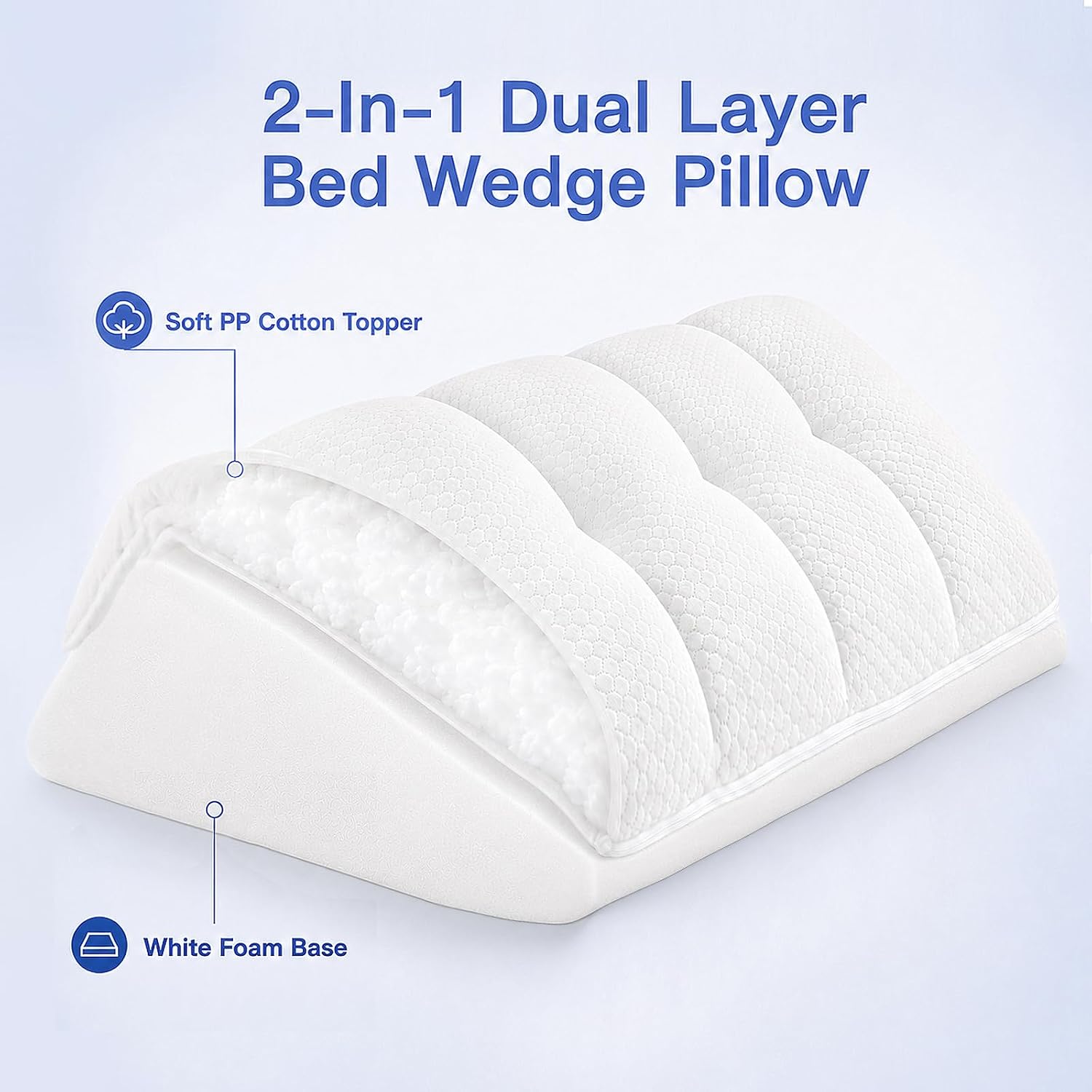 Knee Wedge Pillow for Back Sleeping | PP Cotton Leg Support Pillow for Post-Surgery, Breathable Cushion for Knee Pain Relief, Back Support, and Leg Elevation