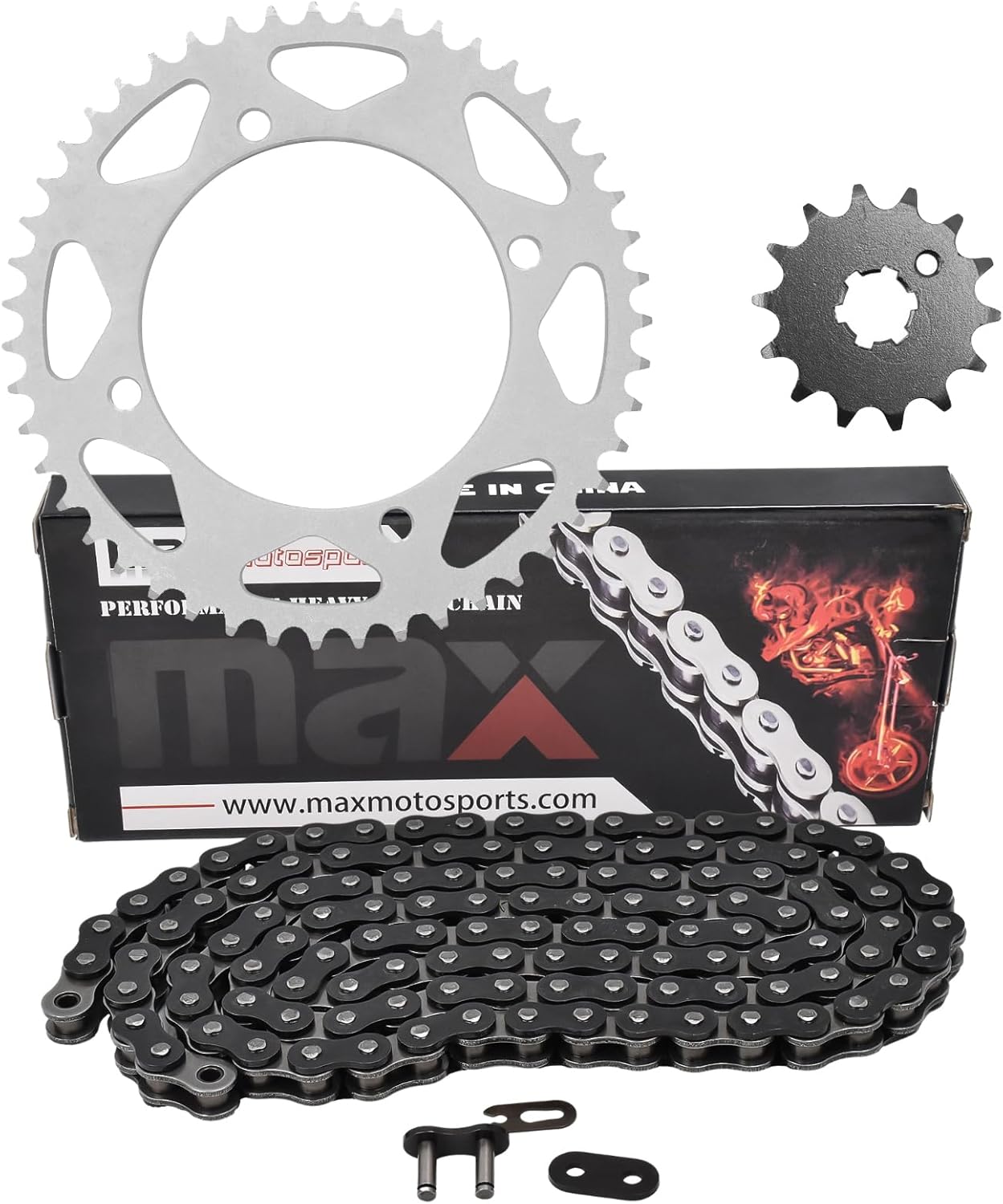 Max Motosports Drive Chain and Sprocket Kit replacement for Kawasaki KX65 2002-2026 03 04 05 06 07 08 09 10 11 12 13 14 15 16 17 18 19 20 21 22 23 24 25 (Gold)