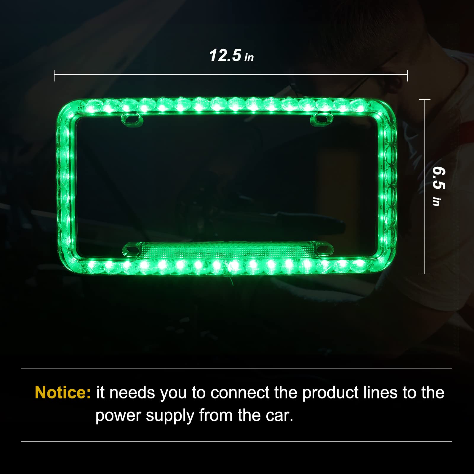 Amazon.com: Follicomfy 12 V 54 LED Color Light License Plate Frame