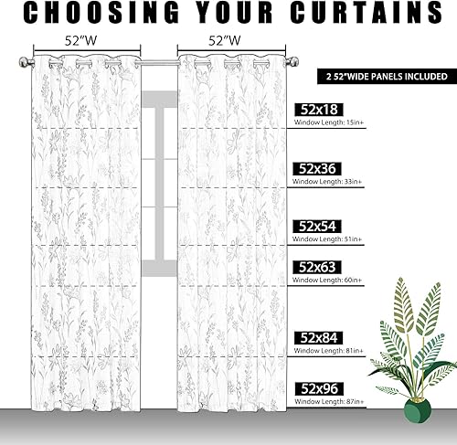 Miniatura 7 de Cortinas transparentes impresas de lino con textura para sala, con diseño de hojas florales, estilo granja, cortinas de paneles, juego con ojal para