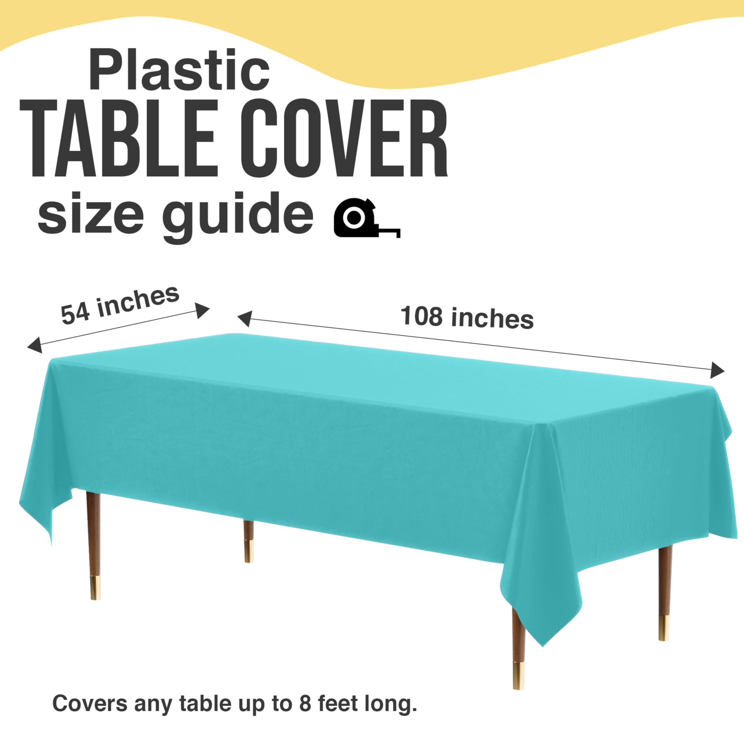 Exquisite Tovaglia rettangolare in plastica di alta qualità, 66% più spessa, 0,5 mm, confezione da 6 tovaglie color acqua, 137 x 274 cm, tovaglia riutilizzabile che non si strappa facilmente come le