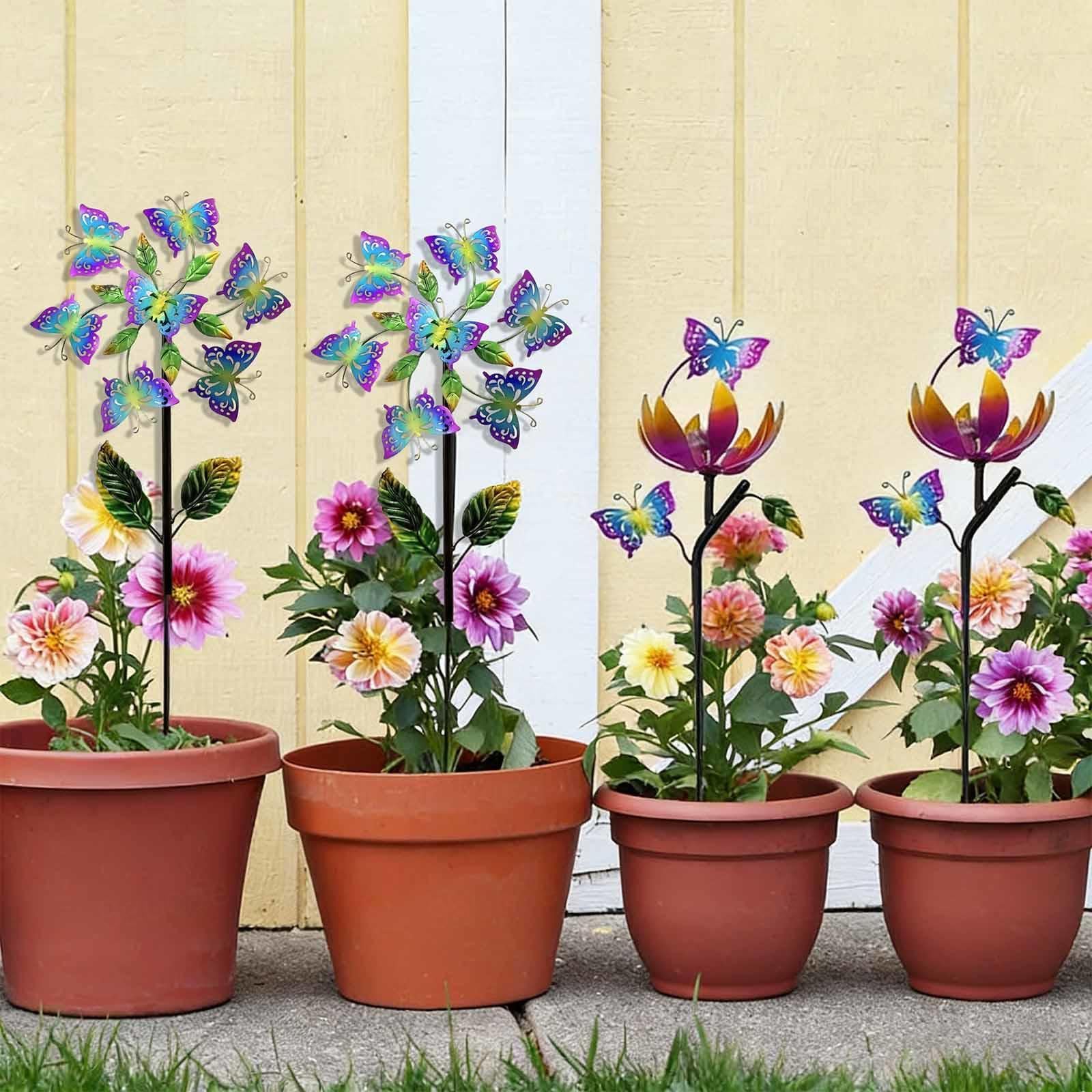 116,8 cm Edelstahl-Windspiel für Garten – kinetische Hof-Windmühlen, dekorative Outdoor-Kunst, 4er-Pack, Geschenk für Familie und Freunde, langlebige und stilvolle Gartendekoration