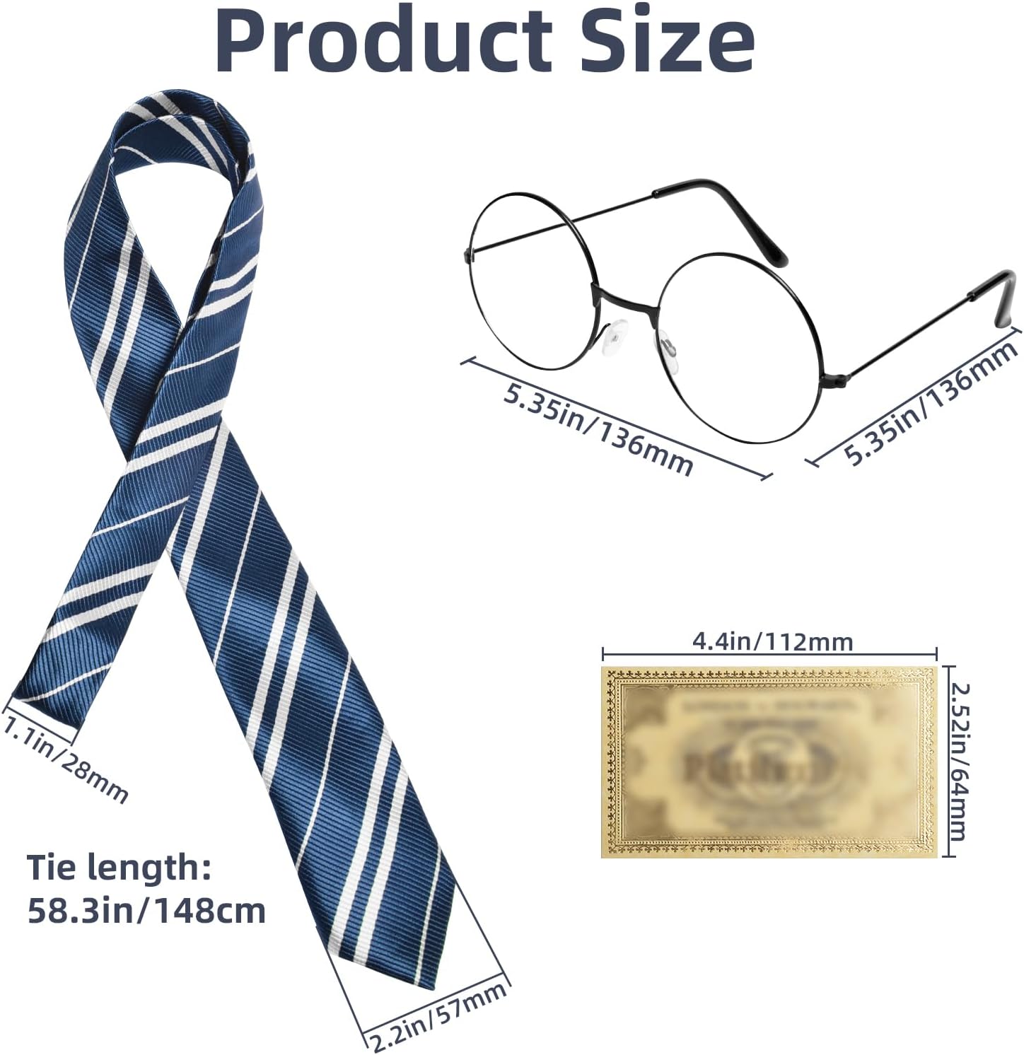 Halloween Wizard Cosplay Tie, Classical Tie with Glasses Costume Set for Themed Party Role Play - Image 3