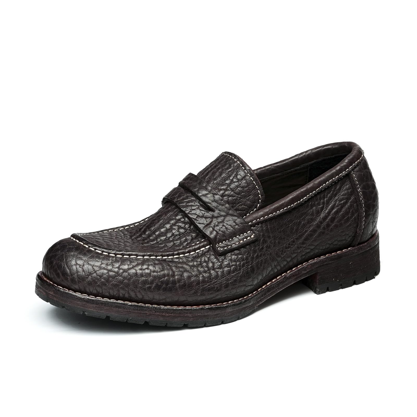 Mocassini Vintage in Pelle Bovina da Uomo Scarpe da Abito Slip On in Rilievo Scarpe Basse Casuale