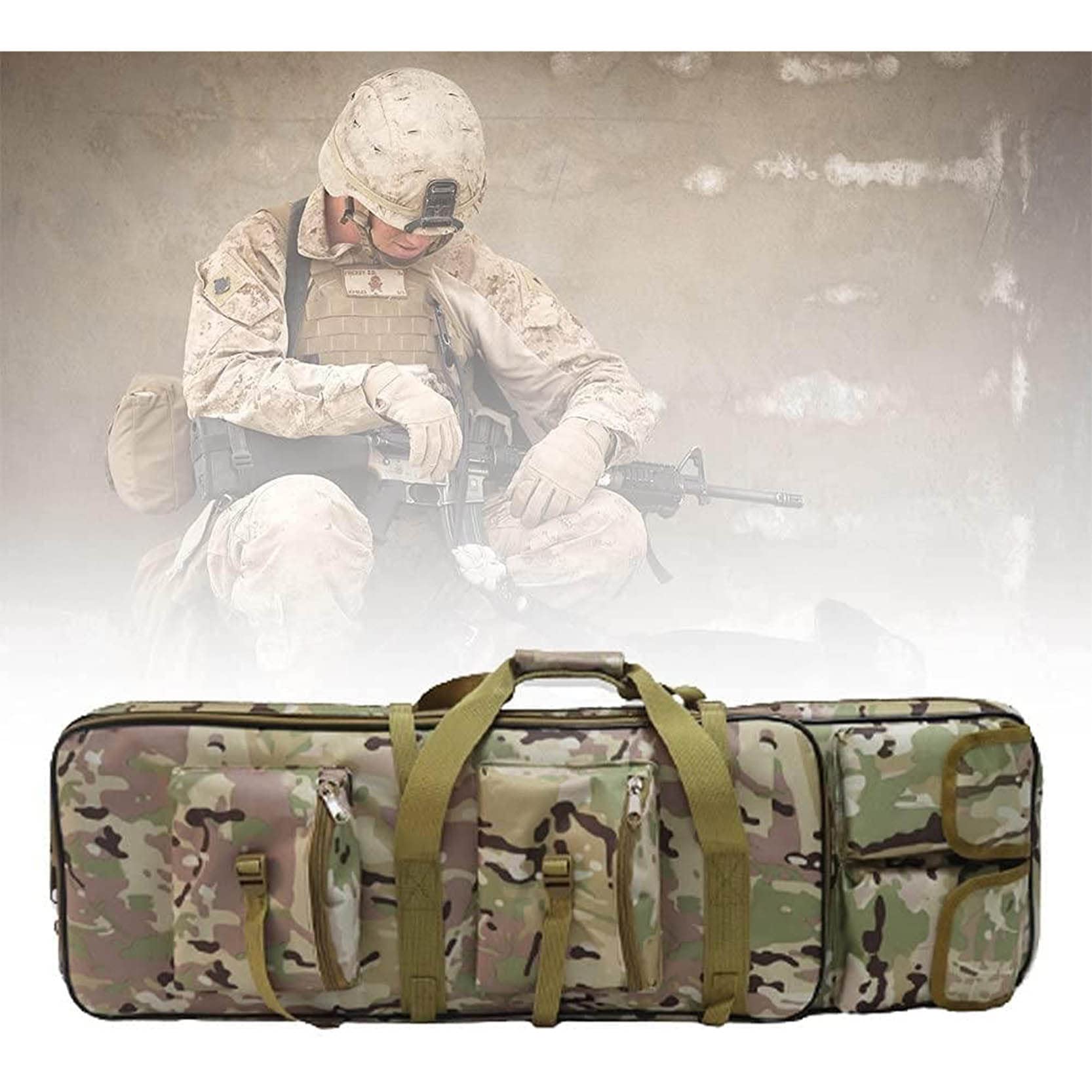 Bolsa para Doble Rifle, Maletin Arma Larga, Oxford Impermeable Acolchado Acolchado con Correa De Hombro Bolsa De Transporte Vaina para Caza Disparando
