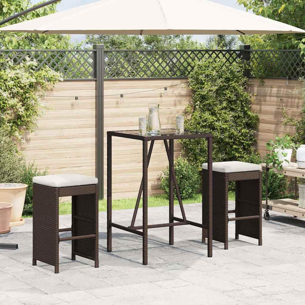 Sgabello da bar da giardino con cuscino, 2 pezzi, in rattan sintetico, in acciaio verniciato a polvere, 40 x 40 x 76 cm, resistente ai raggi UV, per balcone, terrazza, esterno, con