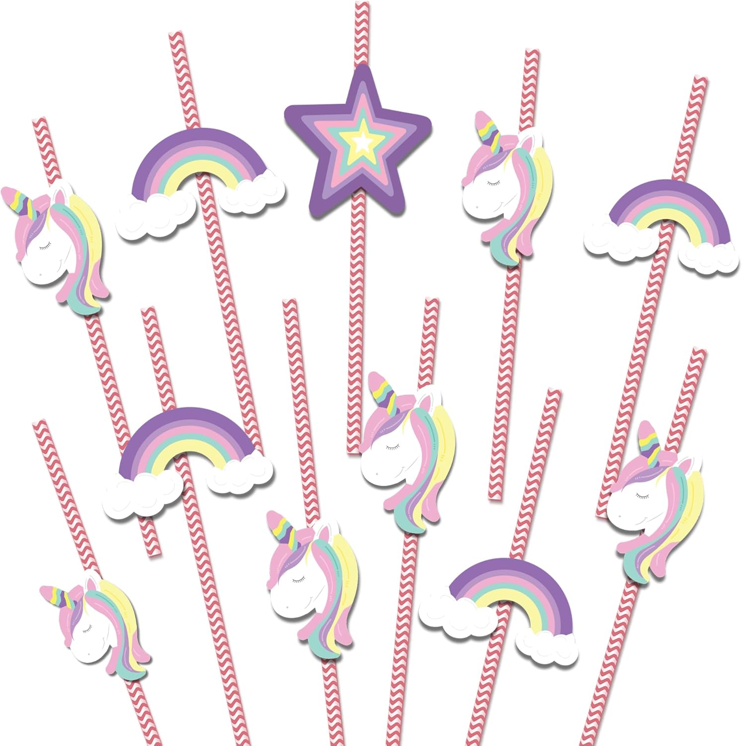 Amazon.com: Unicorn Straws Drinking Straws with Paper Straw Decorations for Party, Baby Shower ...