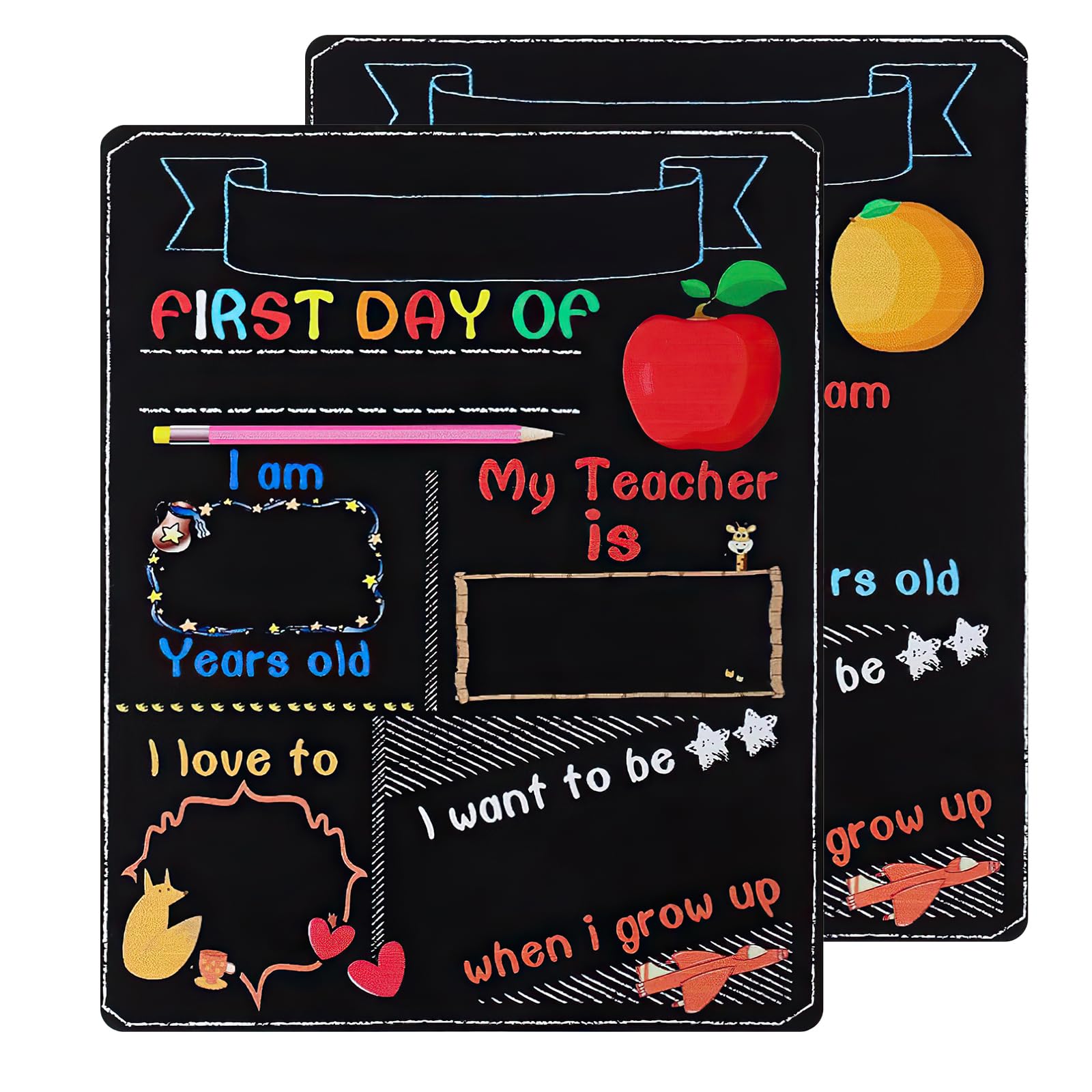 First Day of School Chalkboard, Back to Schools Sign, Reusable Double Sided Blackboard, Easy to Clean Chalkboard, Back to School Supplies for Kids Children Preschool Kindergarten Decor Blackboard