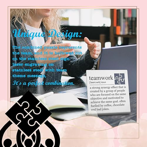 Vista 3 de Regalos de trabajo en equipo, placa de trabajo en equipo, definición de trabajo en equipo, regalos de equipo para empleados, compañeros de trabajo