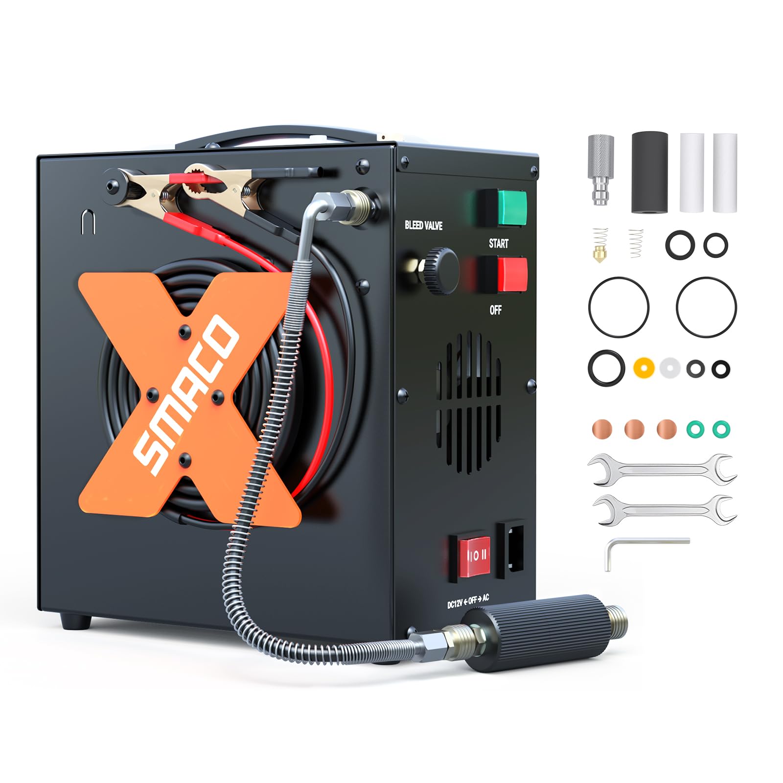 PCP High Pressure Air Compressor 4500Psi/30Mpa for Paintball/Scuba Tank, Oil-Free, No-Noise, Auto-Shut Off for Air Rifle/PCP Air-Gun, Powered by 12V DC or 110V-220V AC