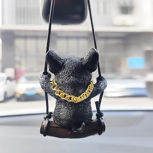 Miniatura 4 de Adorno colgante de coche con diseño de perro oscilante, accesorios para colgar en el espejo del automóvil, lindos accesorios de automóvil de bulldog