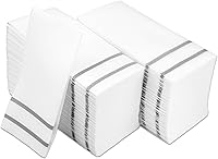 FETE 200 Pack Silver Design Disposable Linen-Feel Guest Towels - Soft Bathroom Hand Towels for Weddings, Dinners, Anniversaries - 8.5x4in Folded