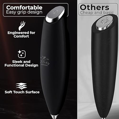 Vista 117 de Zulay Milk Boss Espumador de leche potente manual, hace espuma para latte, batidor para mezclar bebidas, café, miniespumador para capuchino, frappé