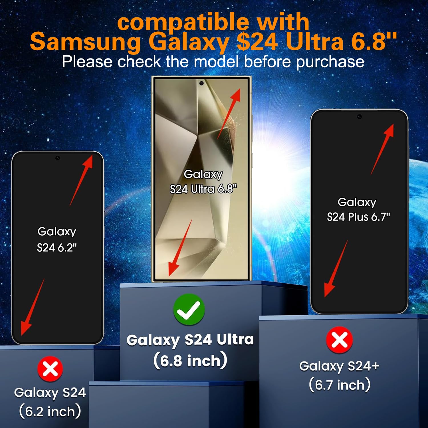 Protector de pantalla de privacidad para Samsung Galaxy S24 Ultra, protector de pantalla y protector de lente de cámara, vidrio templado de 6.8 pulgadas, protector de película negra antiespía