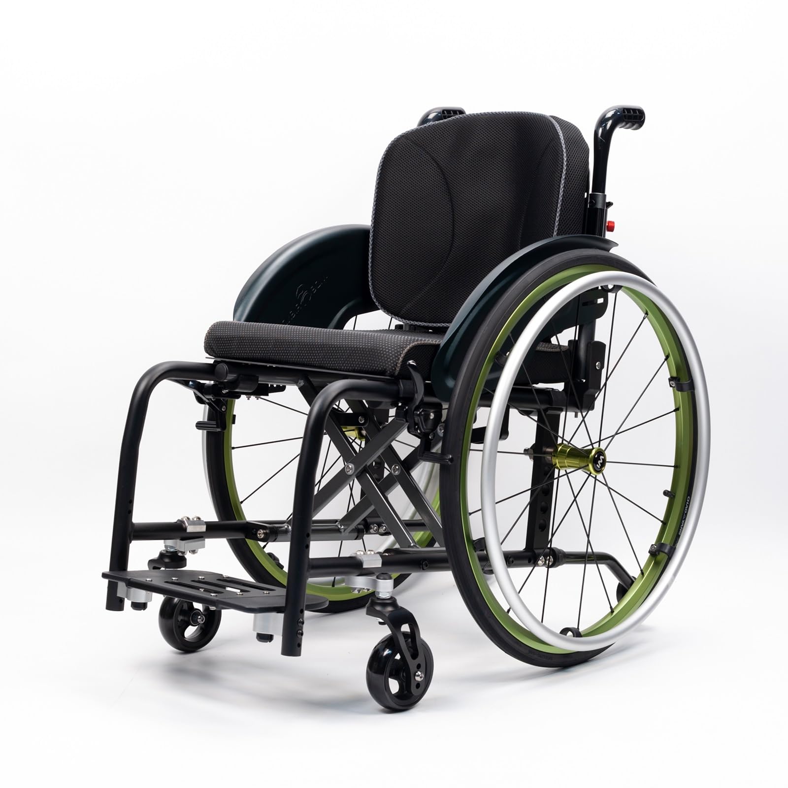 SXSLTSA All-Terrain Ultra-Light Sports Wheelchair Foldable Aluminum Chair Self-Propelled Manual Transport Indoor Outdoor Use Adults Teens Seniors(Green1,Seat Width 42cm/16.5in)