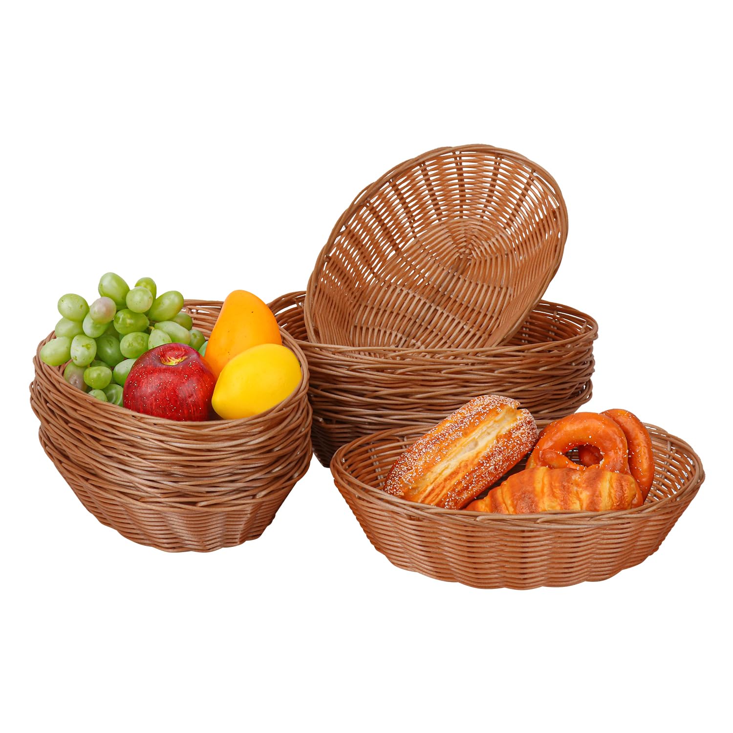 IHDYPPEW 11 Pack 11 Inches Oval Wicker Bread Basket, Woven Serving Baskets,Woven Food Storage Basket for Table, Restaurants, kitchen, Party (11.02 x 7.87 x 2.76 Inch)