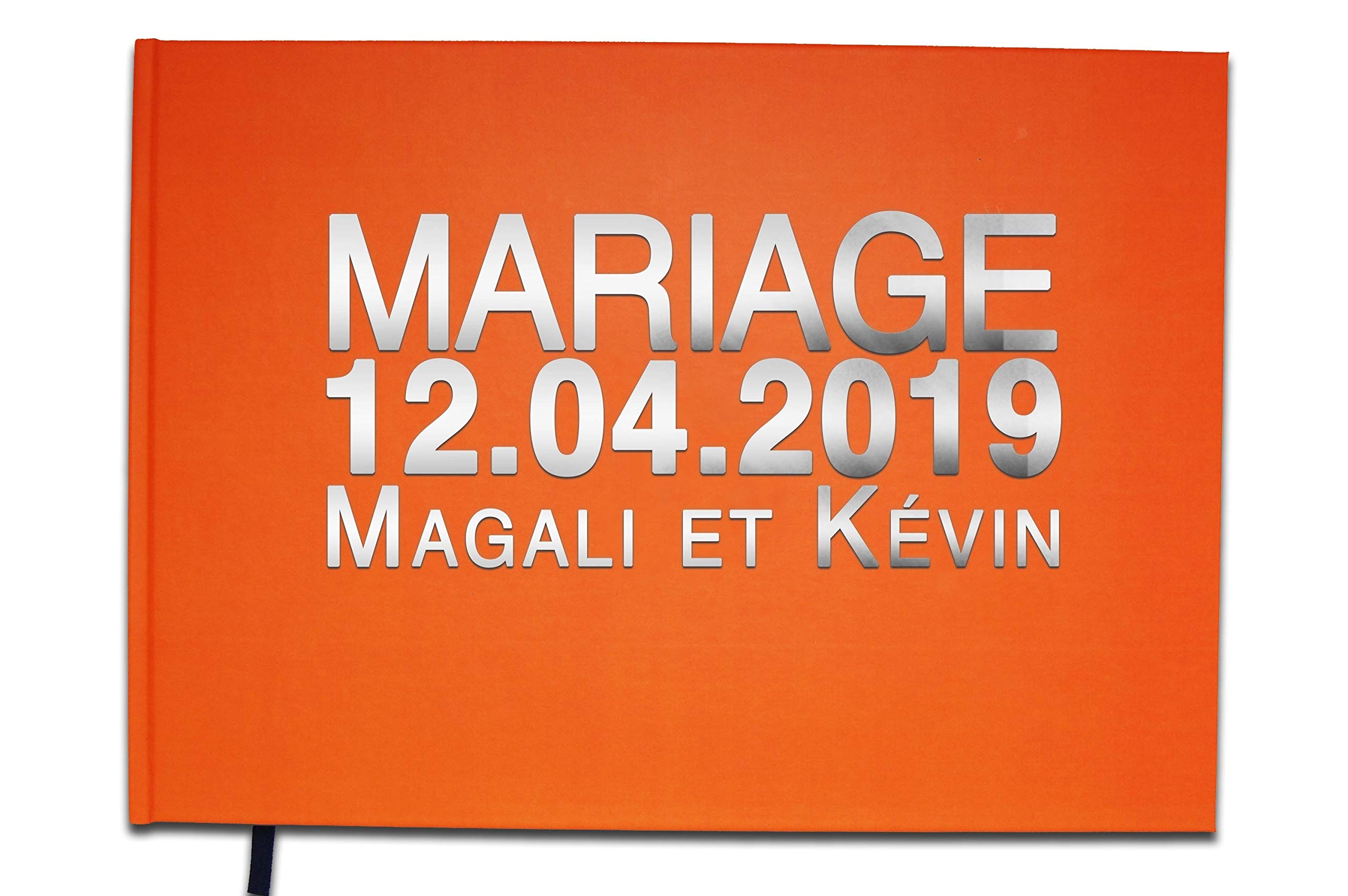 Livre d'or mariage personnalisé UTTSCHEID orange corail 100 pages premium pour invités