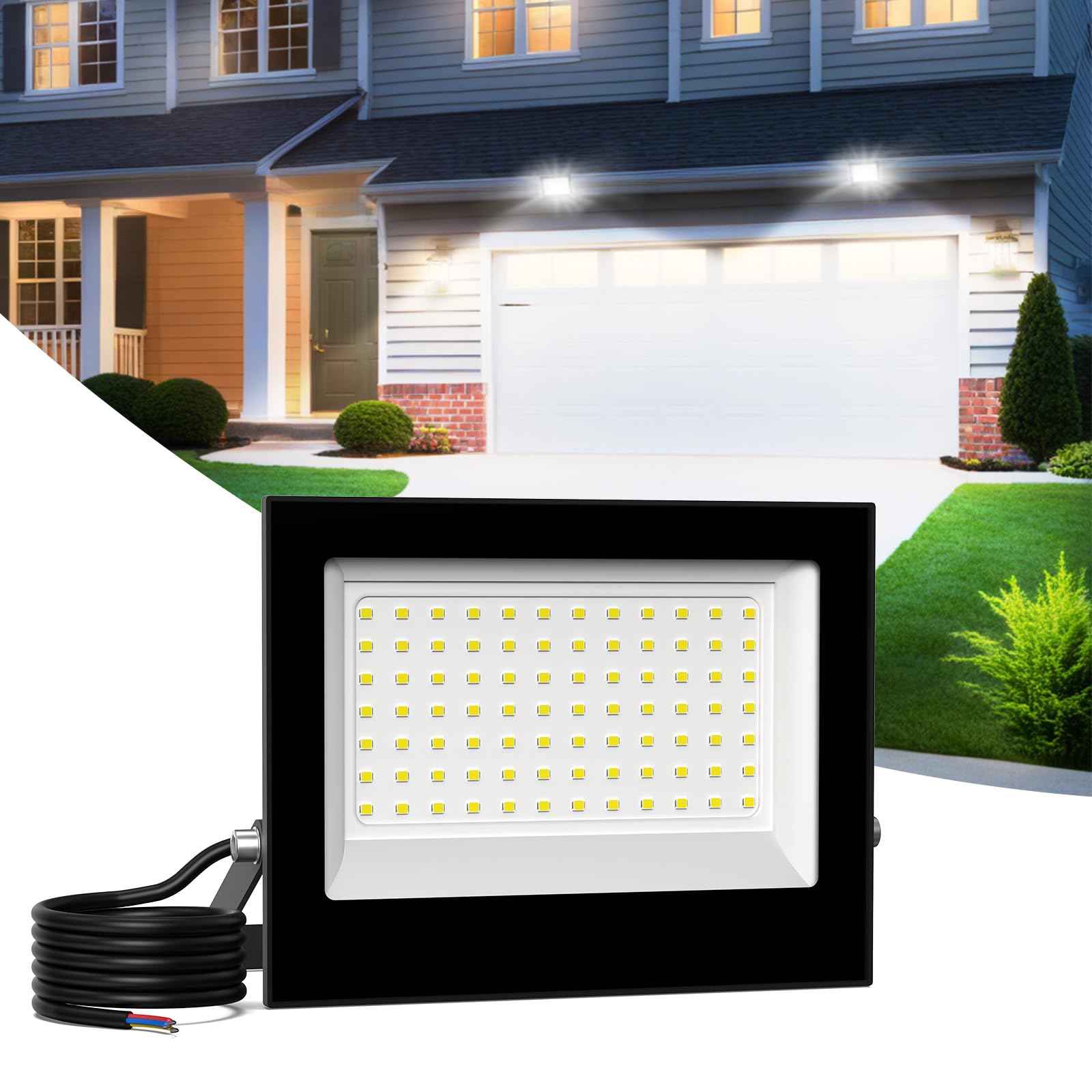 Probapro 100W LED Floodlight Outdoor - 10000LM Super Bright Security Light with 180° Adjustable Bracket & IP66 Waterproof Rating
