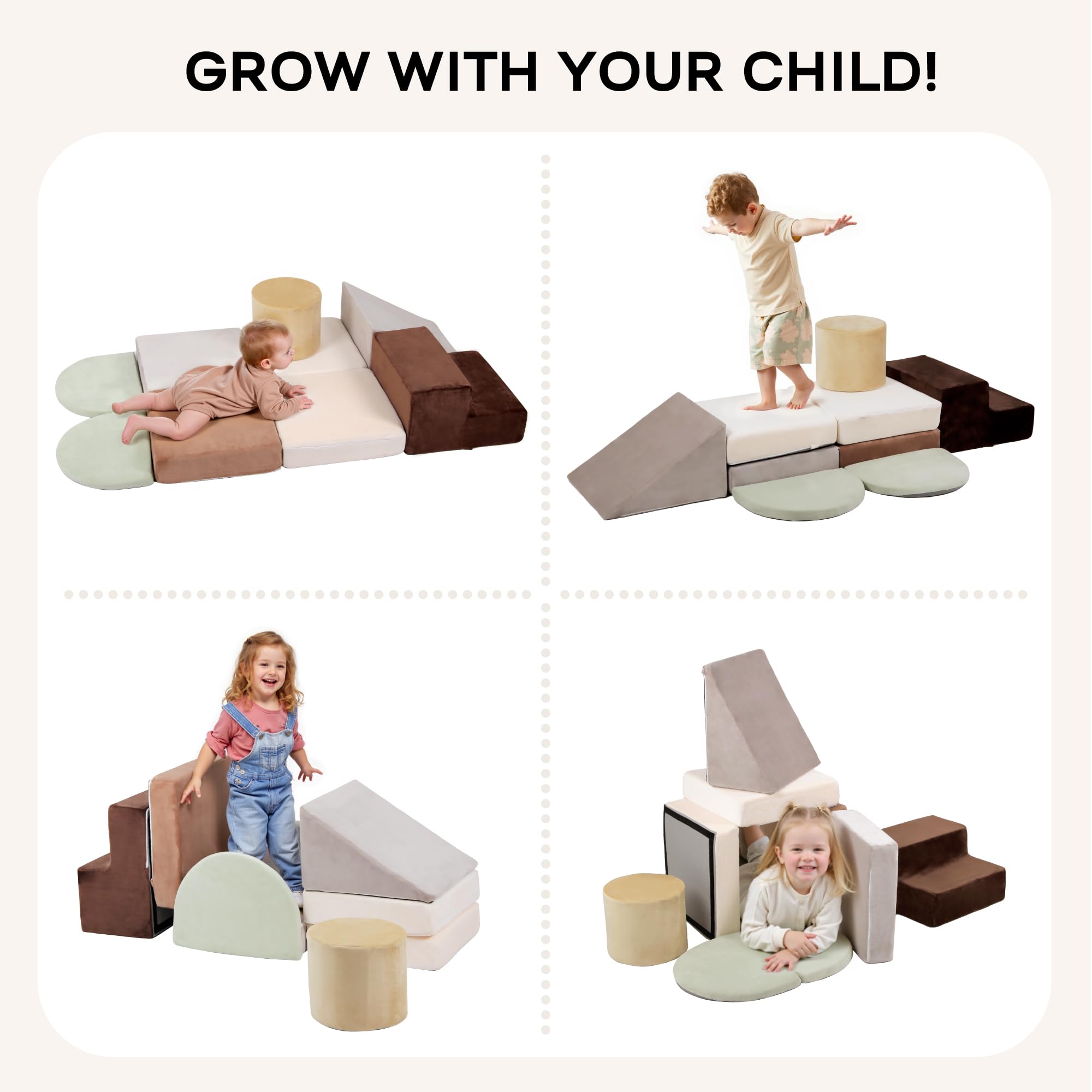 BanaSuper Parcours de Motricité, Blocs de Mousse Bébé 7 pcs, Module de Motricité Enfant Intérieur, Tapis de Jeu & Blocs d'escalade, Jeu d'Éveil Sensoriel et Physique, Cadeau pour Filles et Garçons