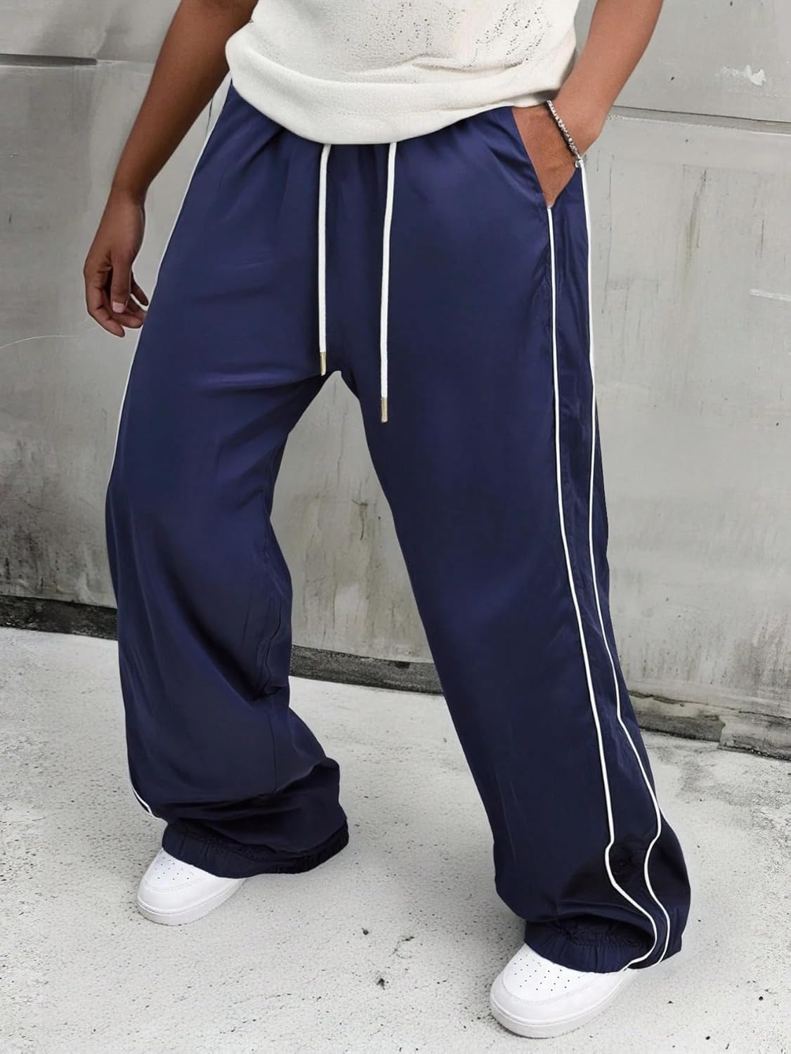 ZAFUL Men's Parachute Sweatpants Y2k Baggy Track Pants Drawstring Wide Leg Casual Trousers Streetwear - Image 5
