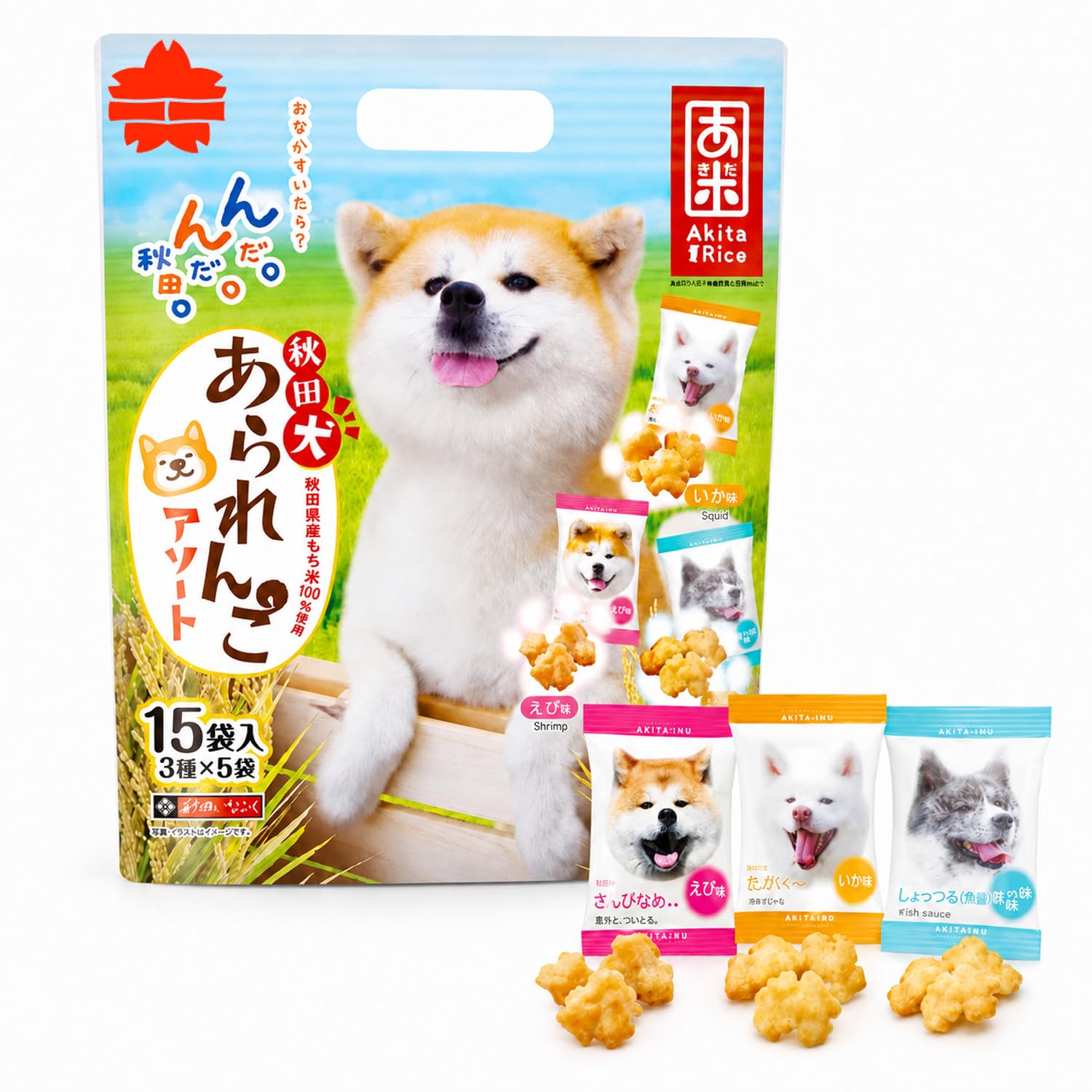 Amazon.co.jp: いなふく米菓 秋田犬あられんこ・アソート しょっつる味