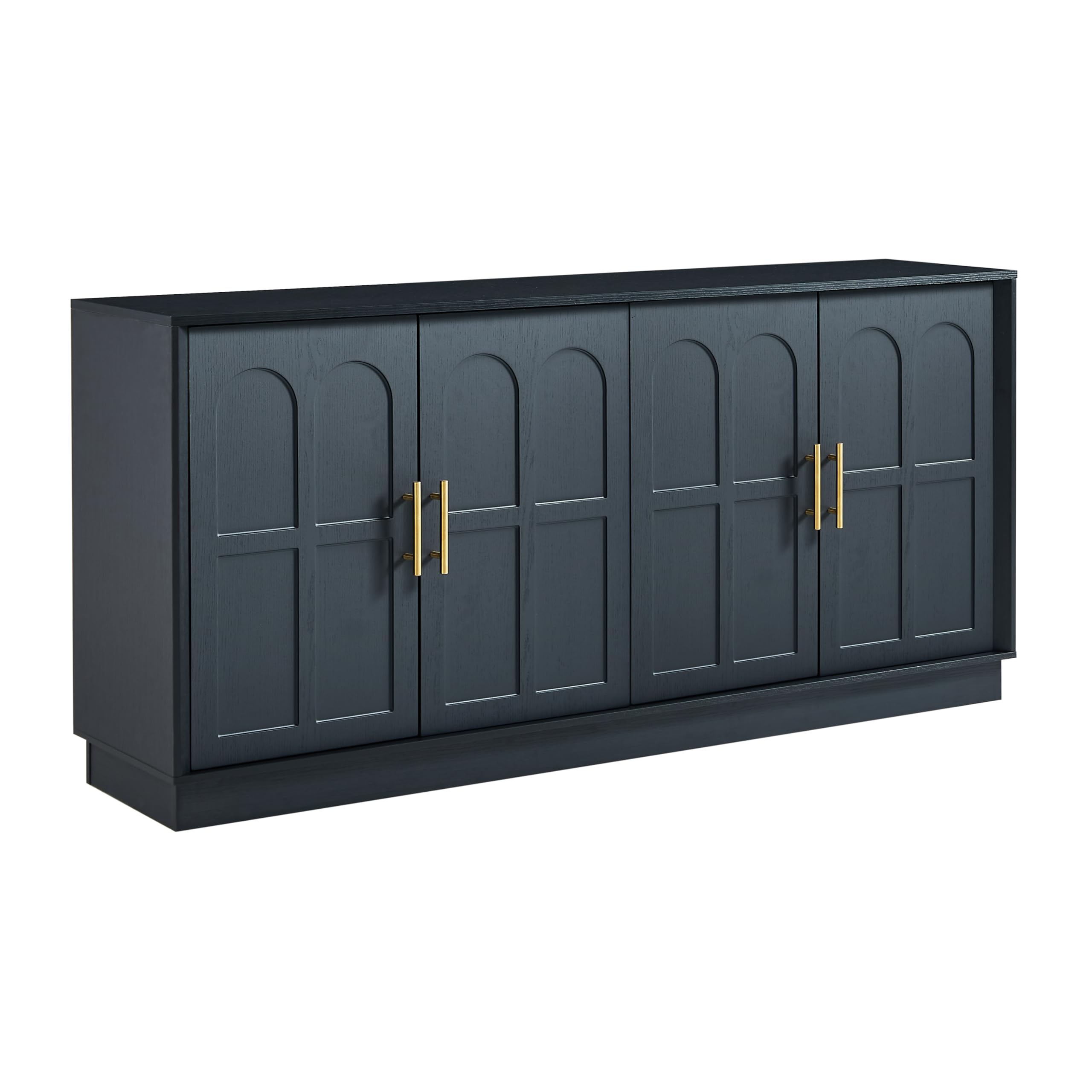 BTM Extra großes Sideboard mit Stauraum, Moderne Vitrine gewölbter Front, 169 cm Langer TV-Schrank, geeignet für Wohnzimmer/Küche/Esszimmer/Flur, schwarz,169x40x80cm