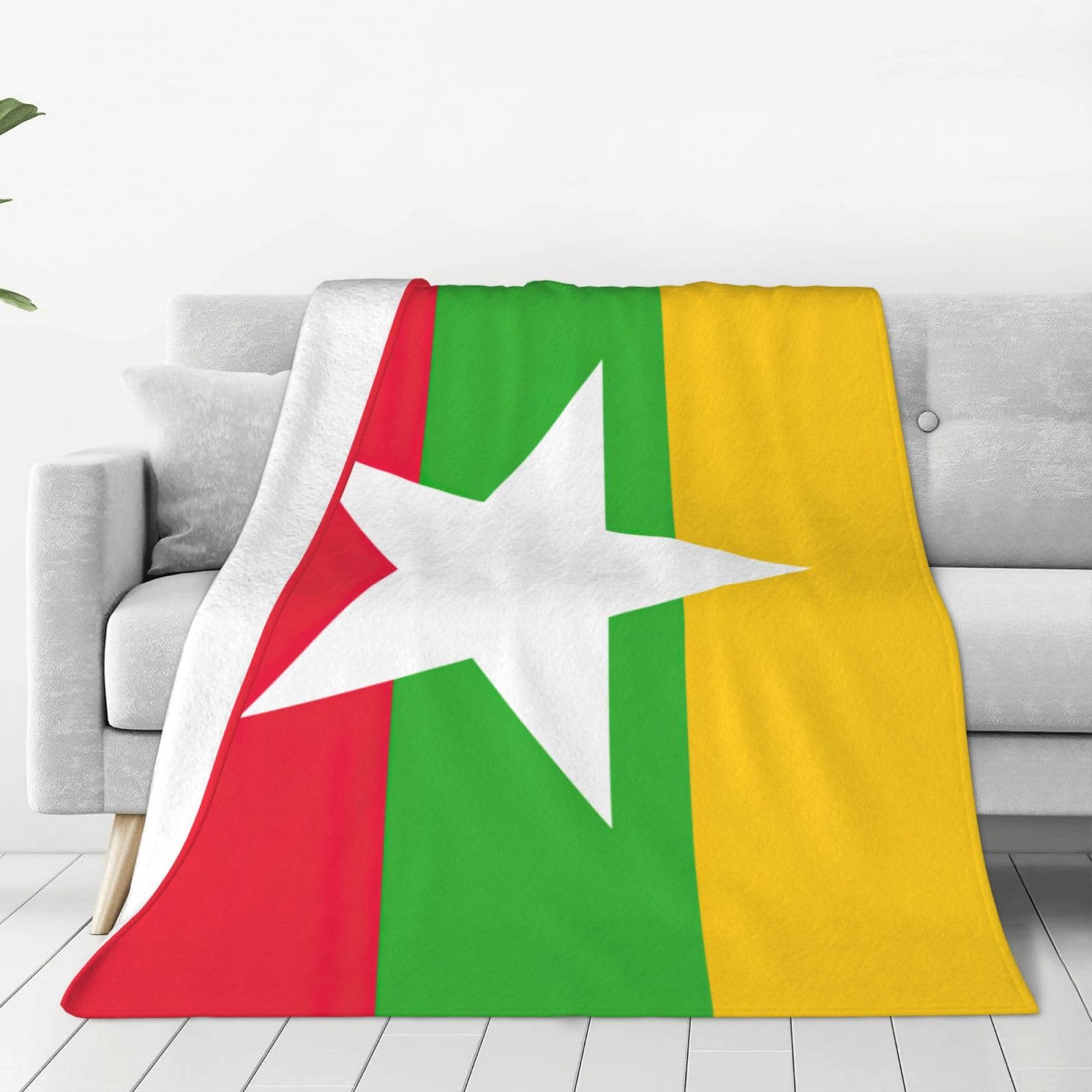 Couverture polaire drapeau Birmanie chaude en flanelle légère pour lit