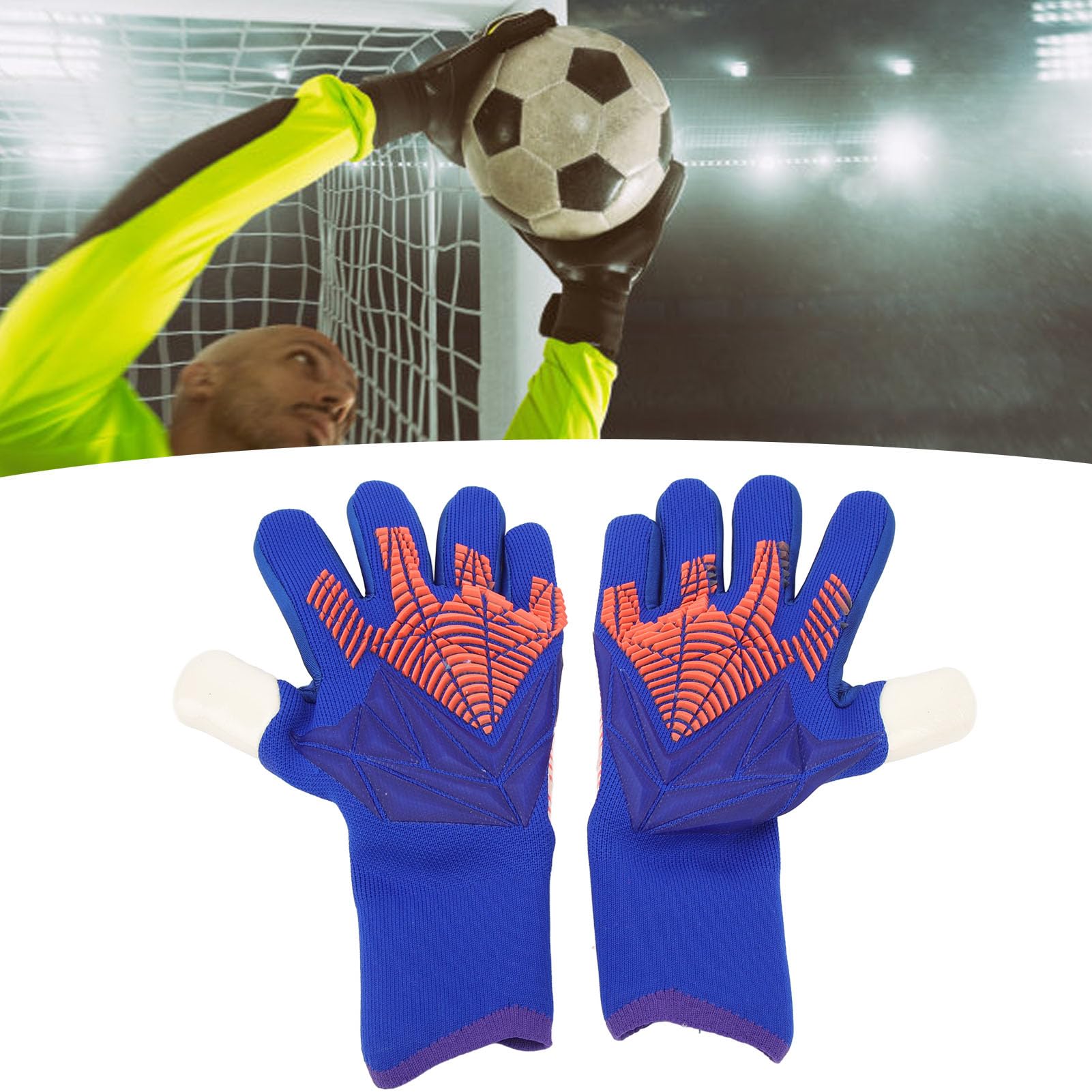 ZAWELIYO 1Pair Goalkeeper Gloves, Soccer Goalie Gloves for Men Women, Latex Strong Grip Breathable Comfortable Sports Gloves for Training (7)