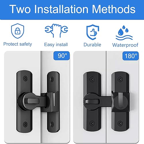 Miniatura 2 de Cerradura de puerta de granero de 90180, cerradura de puerta corredera resistente a prueba de óxido, protección para familias y niños, pestillo de