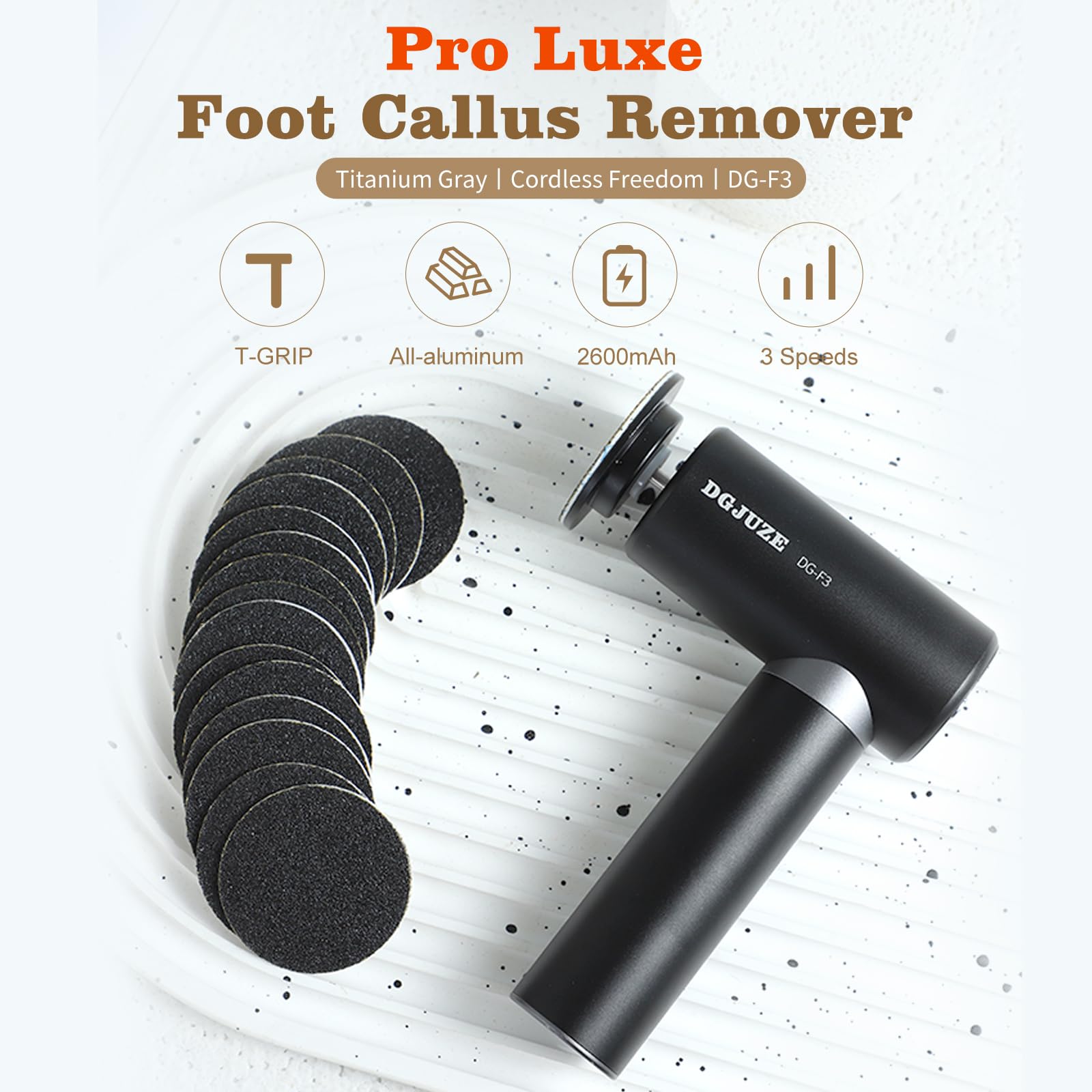 Premium Electric Foot Callus Remover, Rechargeable 3-Speed Foot File