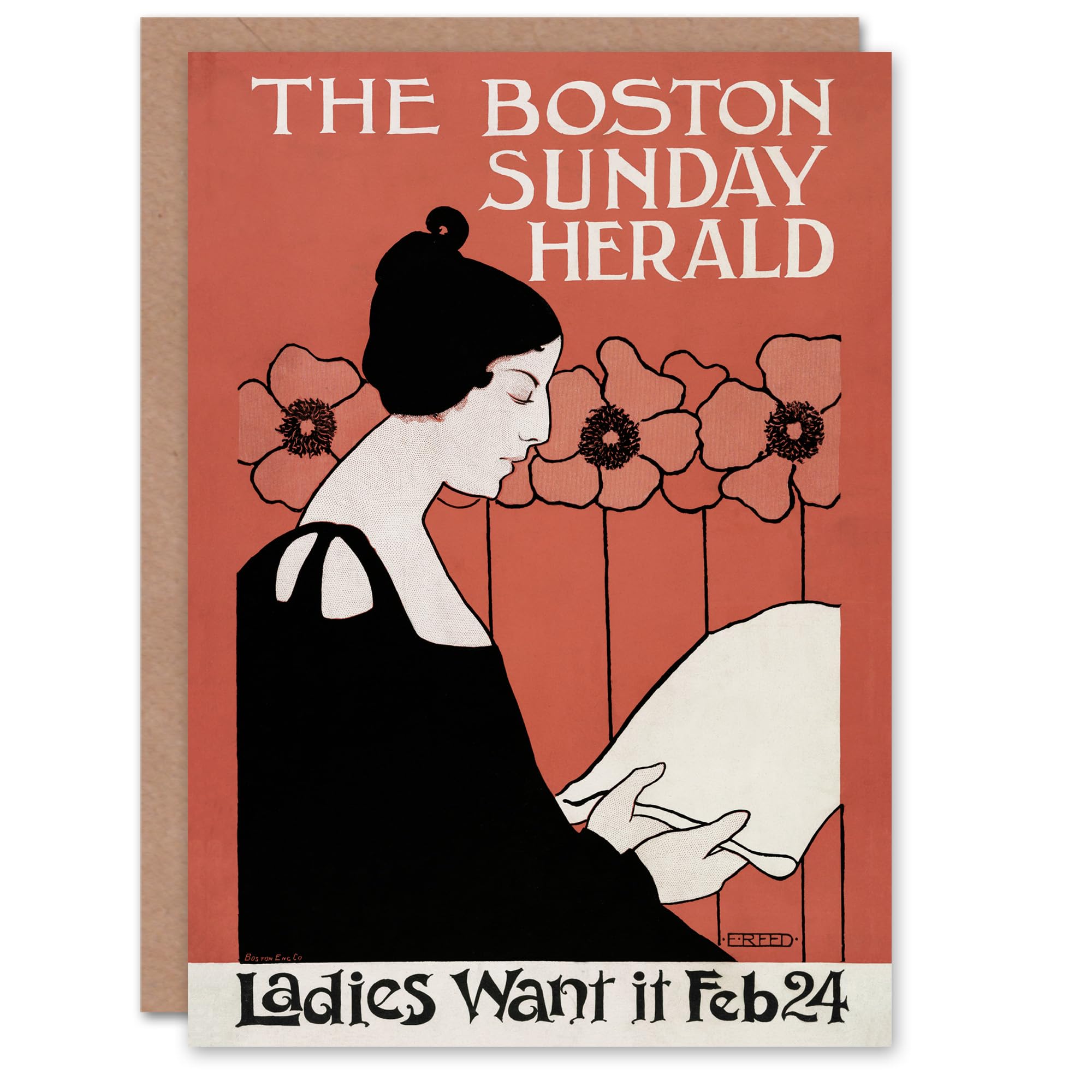 Ethel Reed Art Card Herald Cover Poppies Art Nouveau