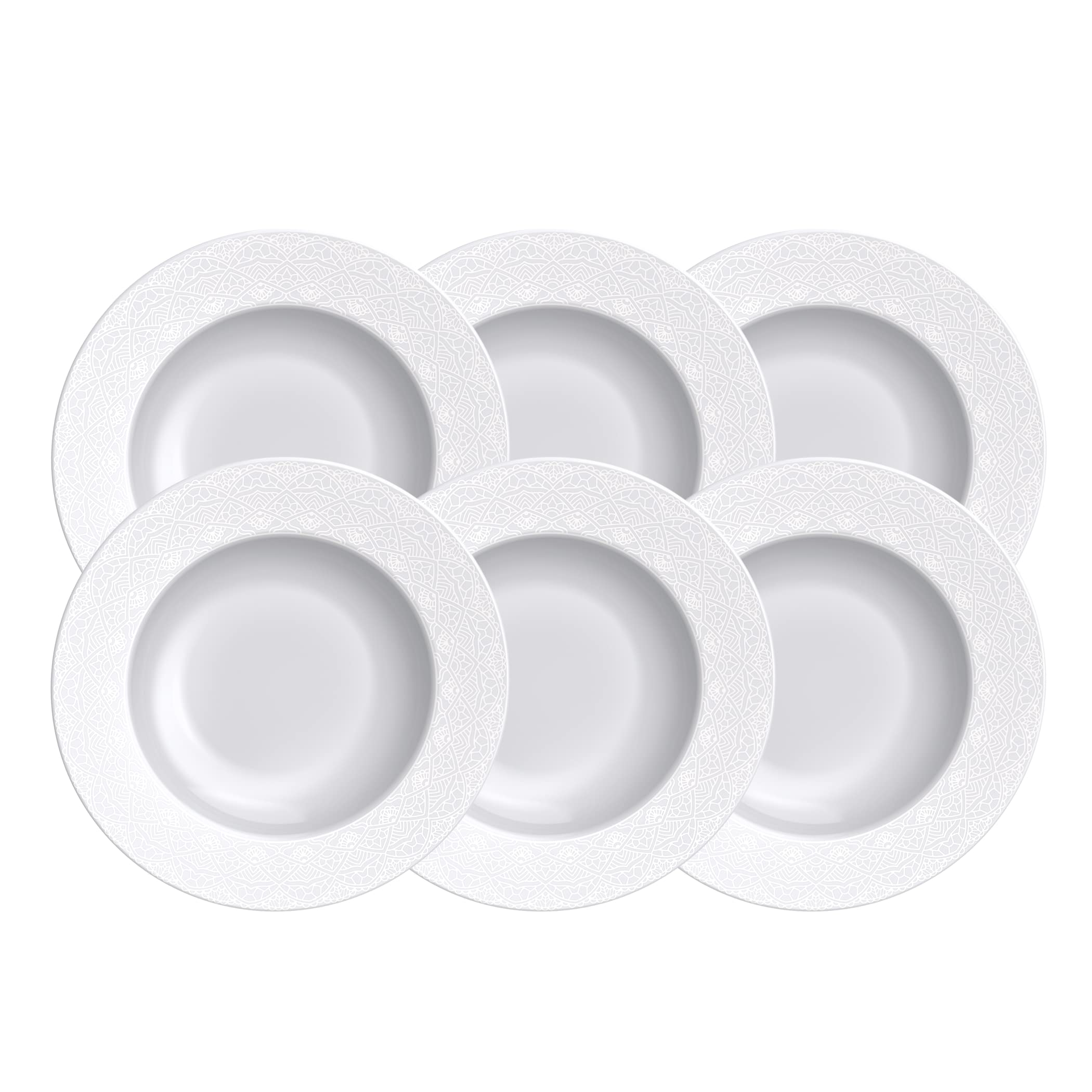 Ensemble 6 Assiettes Plates Porcelaine Blanche Tramontina Alicia 27cm - Lave-vaisselle & Micro-ondes - Élégant