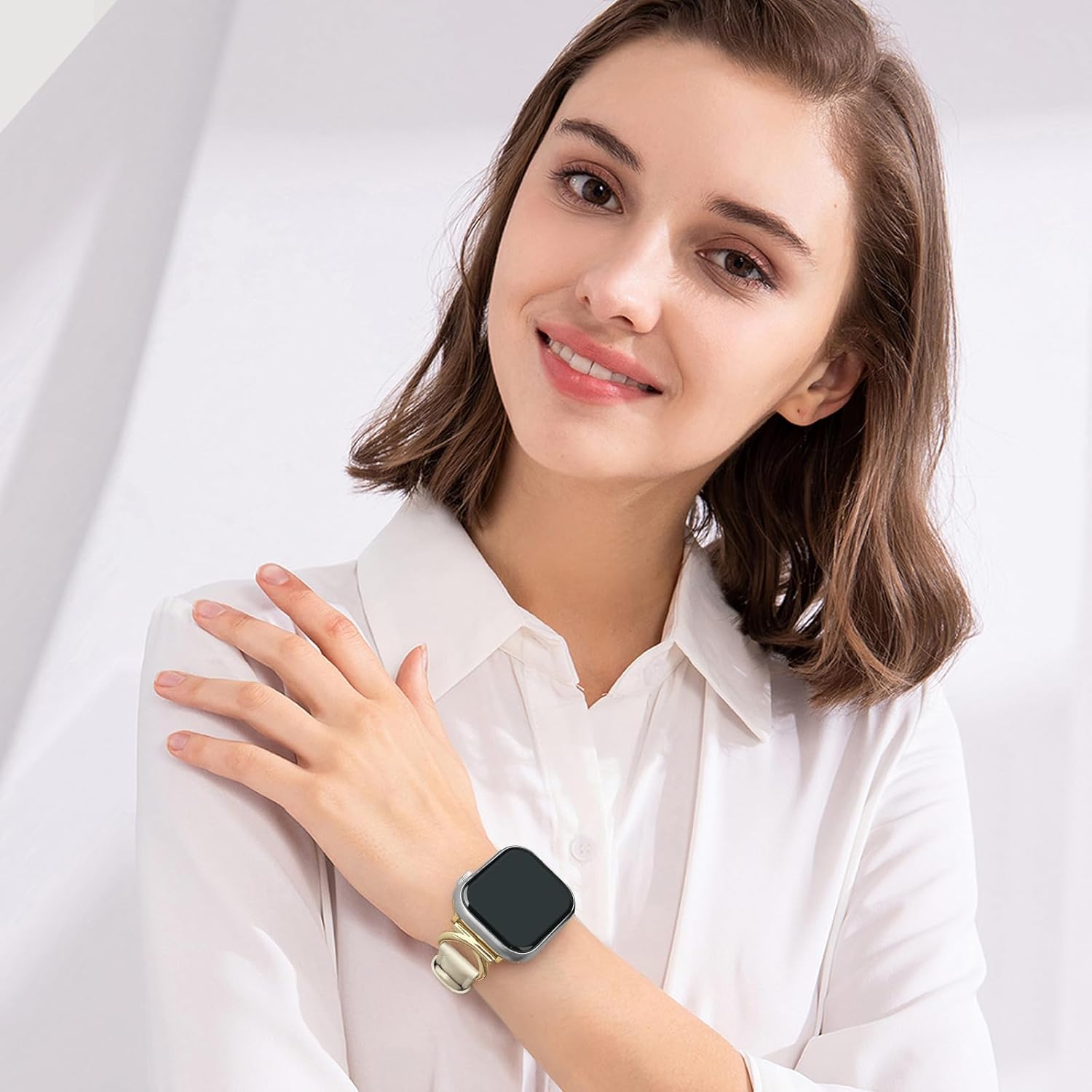 Leather Band Compatible with Apple Watch Bands for Women 41mm 40mm 38mm 42mm 44mm 45mm 46mm 49mm, Dressy Designer Strap with C-Shape Metal Buckle for iWatch Series 11/10/9/8/7/6/5/4/3/2/1/se/Ultra/Ultra 2 - Image 5