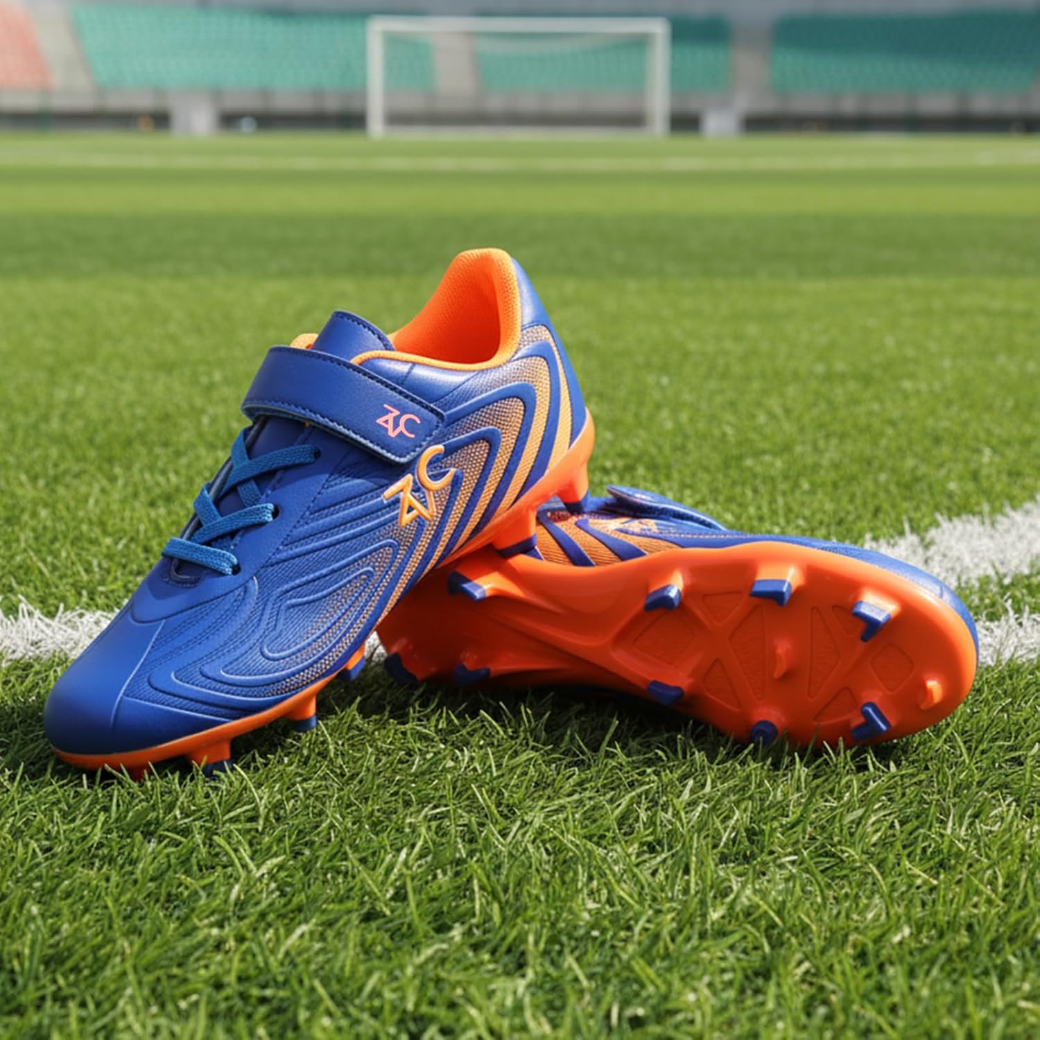 ZVC Kids Soccer Cleats Boys Girls Soccer Shoes Outdoor Firm Ground Youth Football Cleats for Little Kid/Big Kid