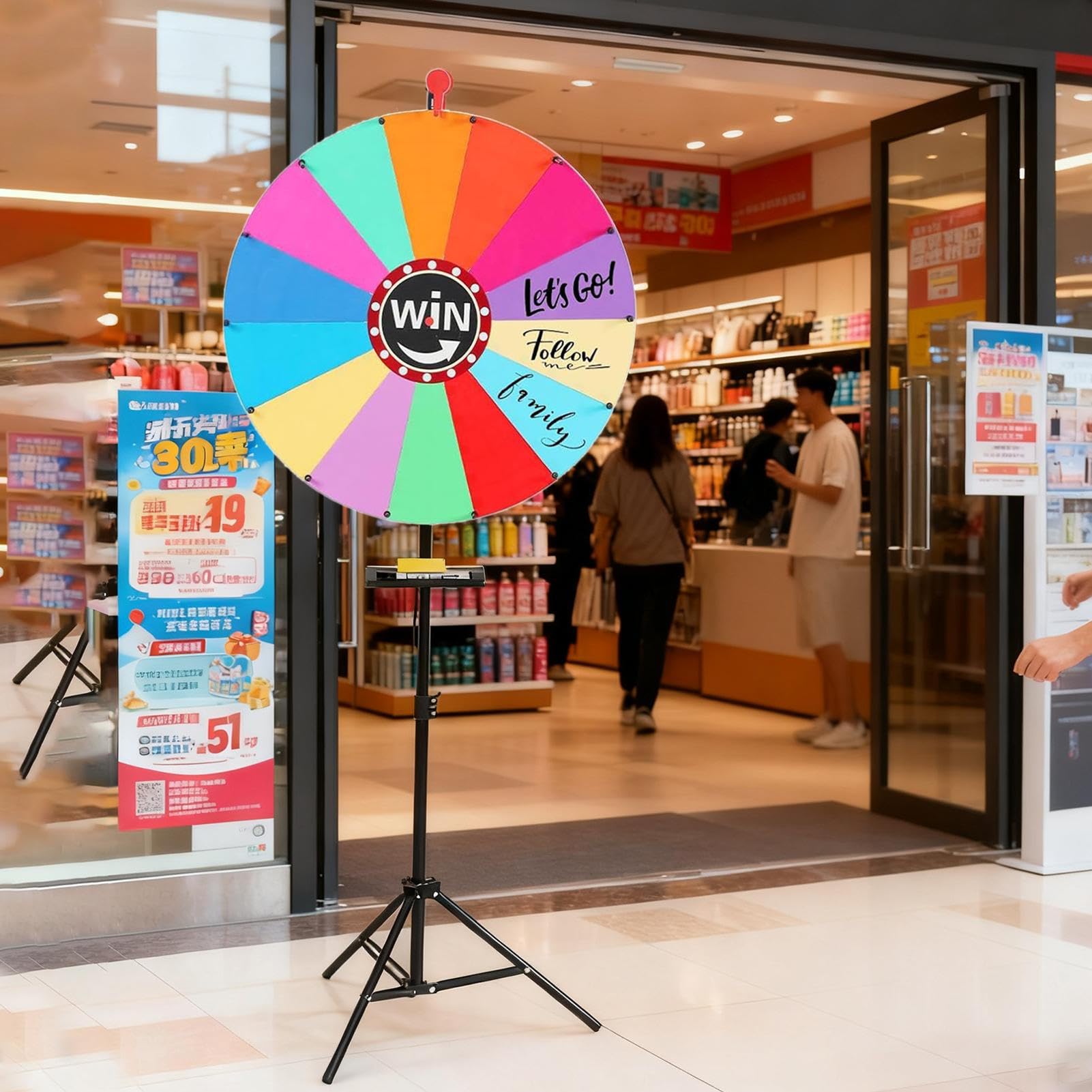 SpinningPrize Wheel kołowrotek do nagród ze stojakiem 14 przegródek ruletka na stół z markerem