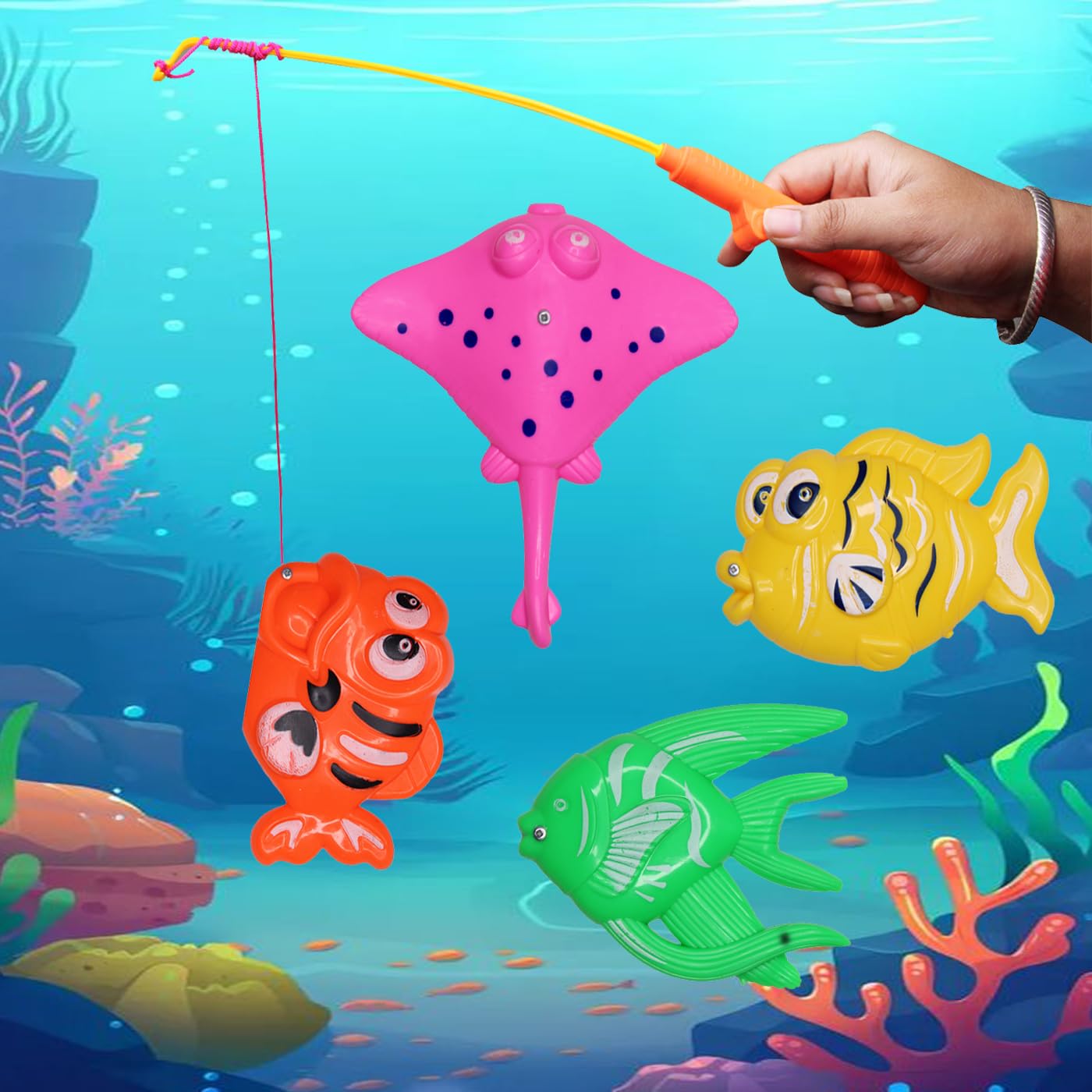 LEYSIN Magnetic Fishing Game Toy for Kids with 1 Fishing Rod & 4 Colorful Fishes, Multicolor Pack of 1 (B0CSG24471) Amazon Price History, Amazon Price Tracker