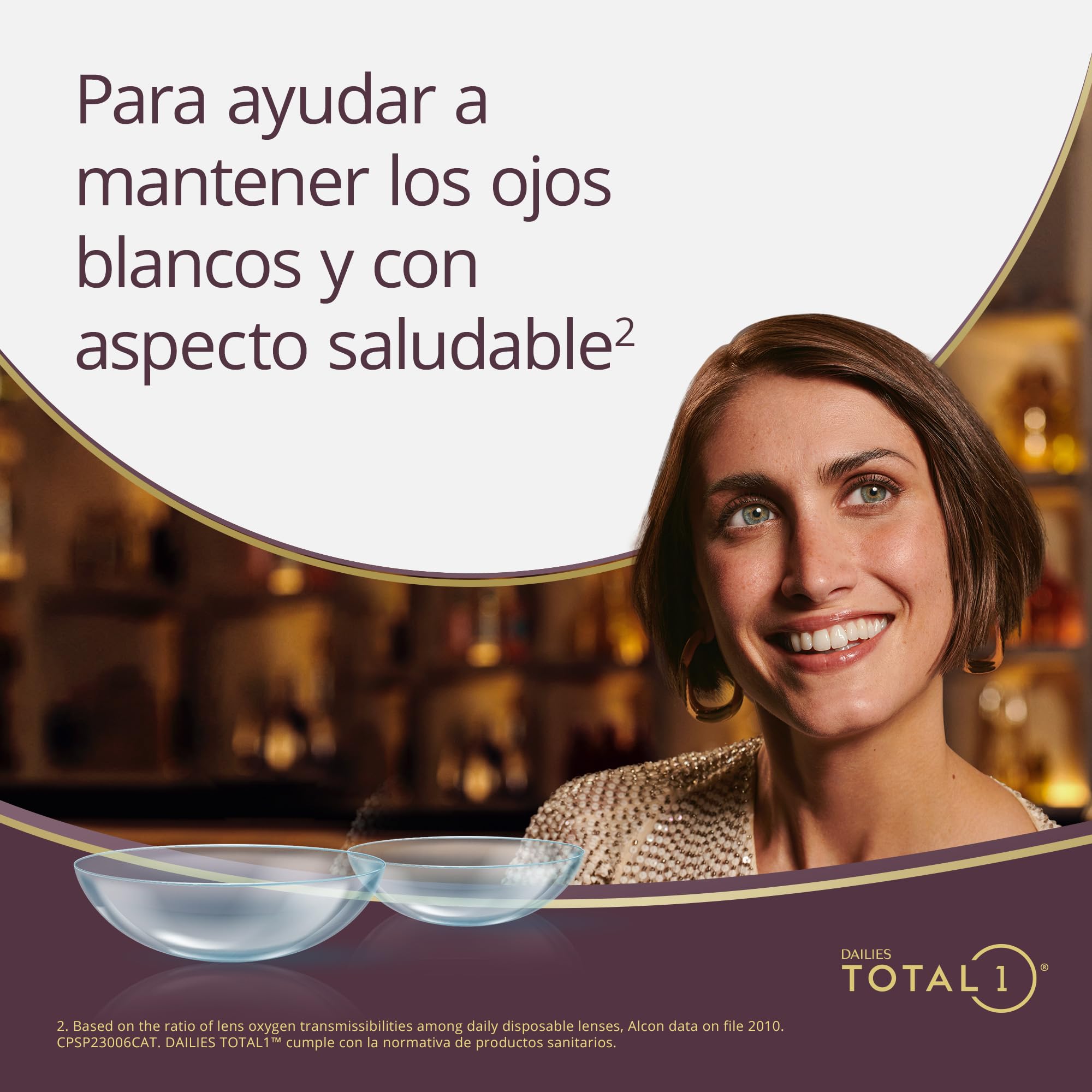 Dailies Total 1 Lentes de contacto de reemplazo diario, Pack de 30 , R 8.5 mm, D 14.1 mm, -2.25 Diopt