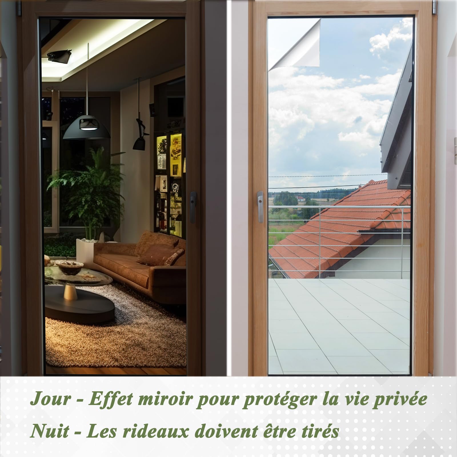 Film Fenetre Anti Regard, 60x400cm Argenté Film Occultant Fenêtre, Anti UV Film Anti Chaleur fenetre, Protection de la Vie Privée, Film Miroir sans Tain, Convient pour Salon, étude, Bureau