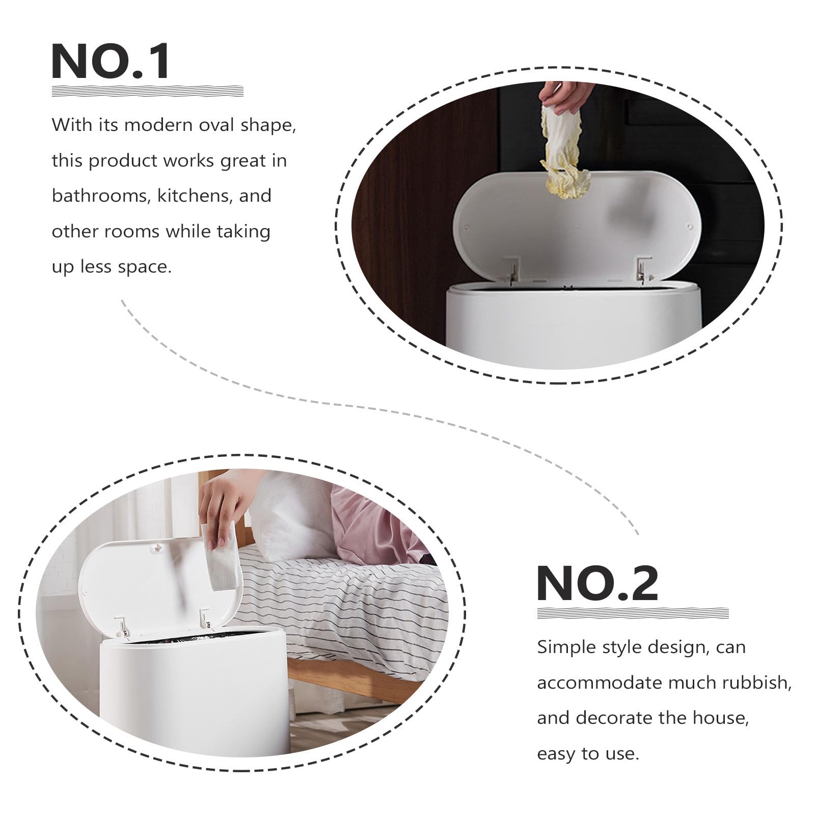 BESTOYARD Cubo de Basura Estrecho con Tapa Práctico de Plástico Pp Blanco para Baño y Oficina Almacenamiento de Residuos con Diseño Simple