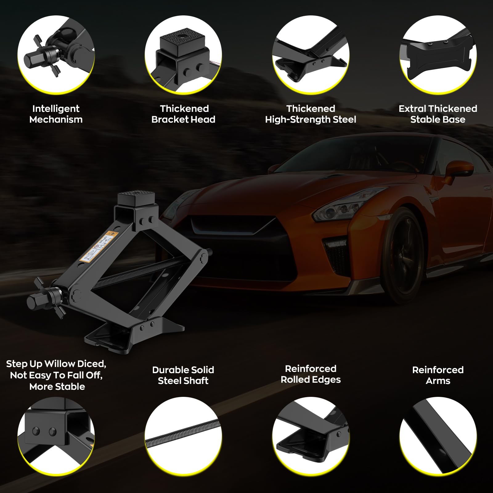 IMAYCC Gato para Coche 3T/3000kg, Kit de Gatode Tijera Universal Gato de Coche Portátil conManivela Y Llave Telescópica para Tuercas de Rueda Accesorios para Vehículos SUVs Kit de Emergencia