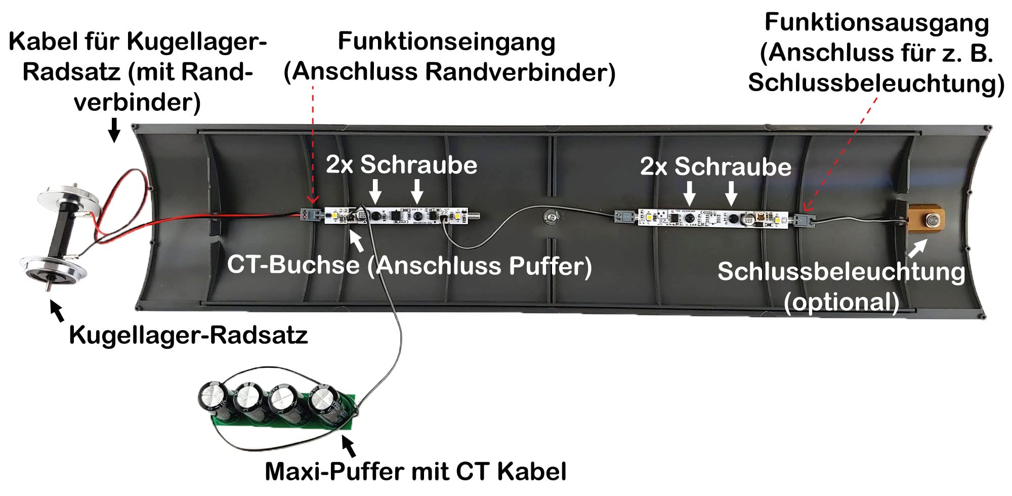 Radsatz 35 mm kugelgelagert stromführend aus Edelstahl - Integrierter Stromabnehmer - Wie 36165 - Gartenbahn Spur G Zubehör (4 Stück)