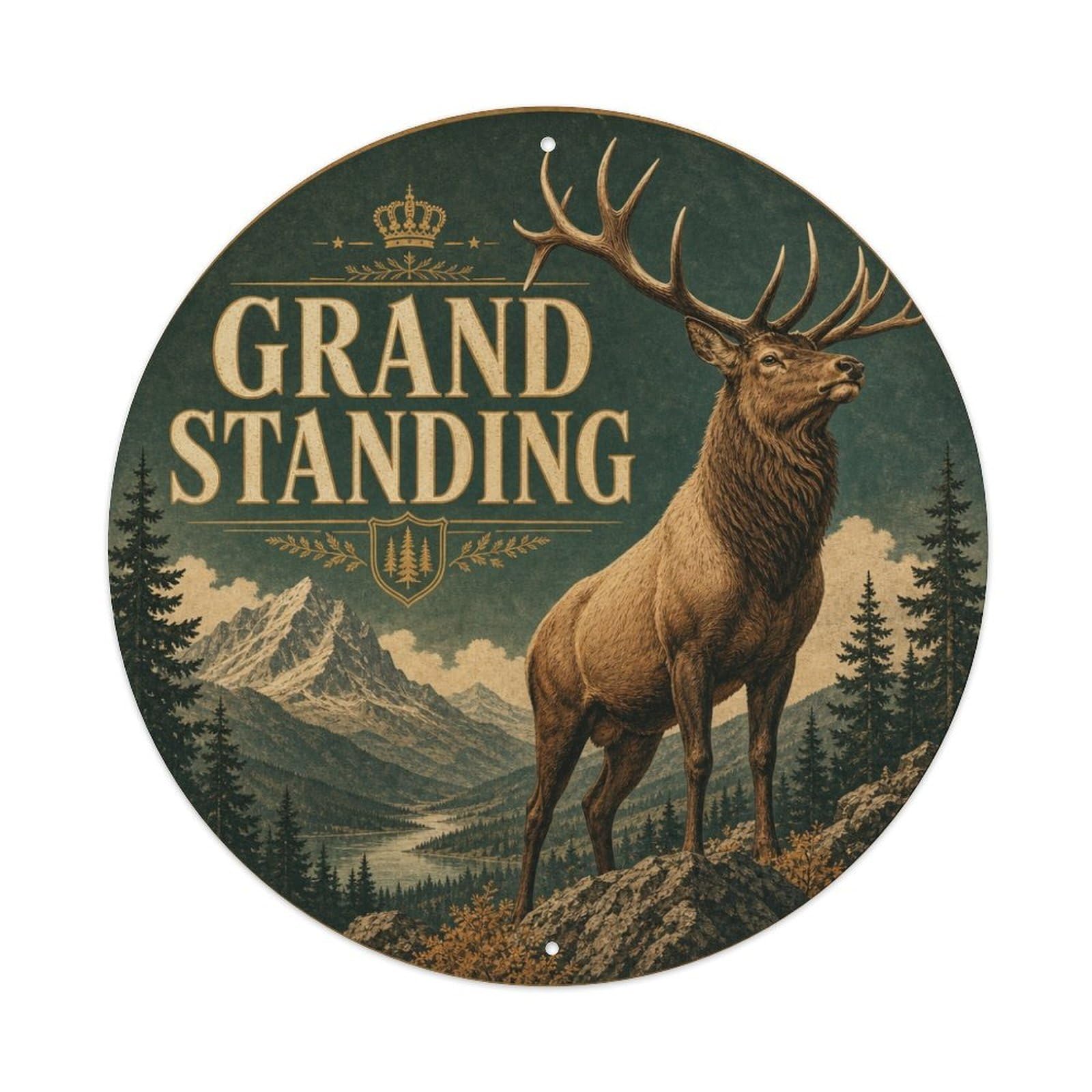Classic Elk Forest Wildlife Grand Standing Vintage Metal Tin Sign