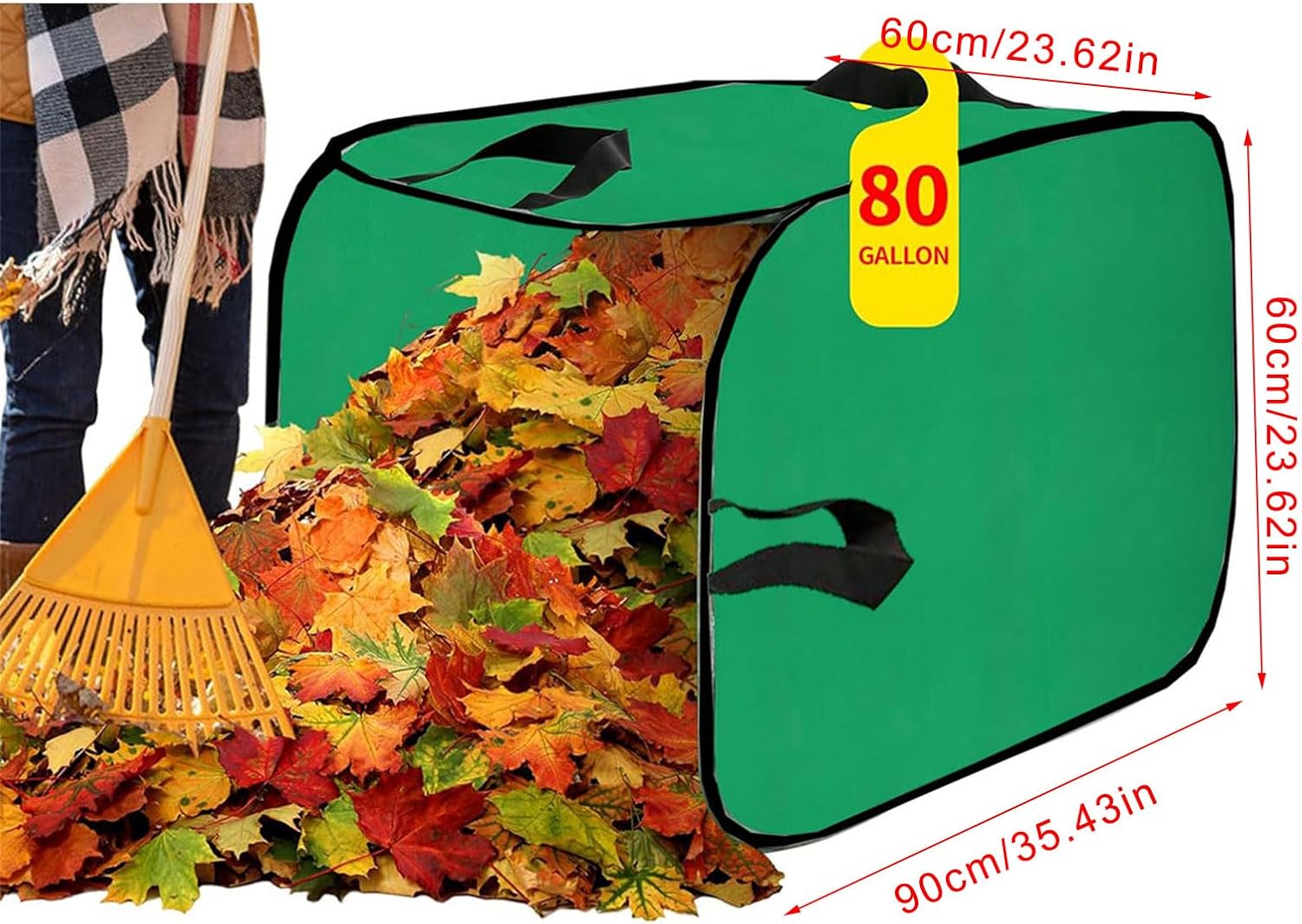 80 Gallon Capacity Garden Debris Bag Reinforced Handles Durability Polyester Component for Seasonal Cleanup Efficient Fabric Leaves Collector