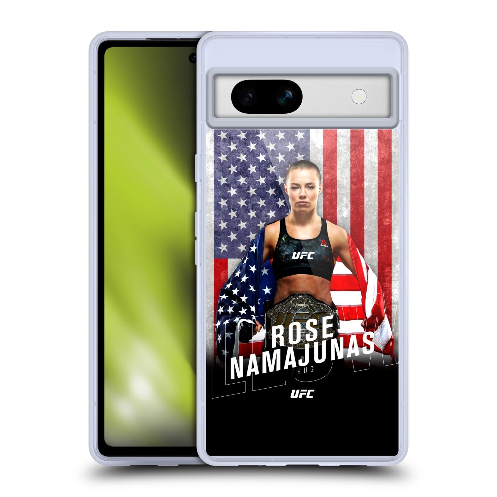 Head Case Designs Officially Licensed UFC US Flag Rose Namajunas Soft Gel Case Compatible with Google Pixel 7a