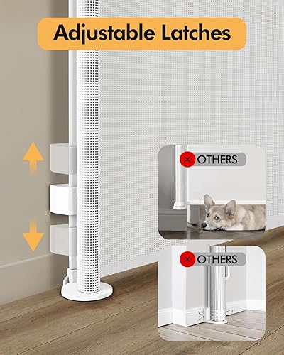 Miniatura 5 de Puerta retráctil para bebés para escaleras y puertas, 55 pulgadas de ancho x 33.6 pulgadas de alto, puerta de malla para perros de fácil instalación