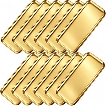 Vesici 12 Pcs 8.66 x 3.82 Inch Small Gold Tray Bulk Stainless Steel Tray