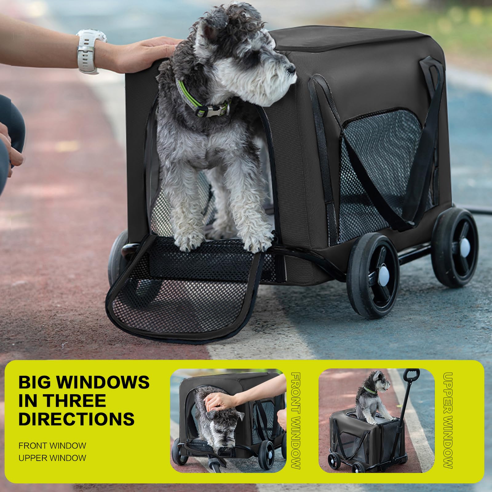 Cat Stroller Pet Stroller With Wheels, Foldable Travel Carrier