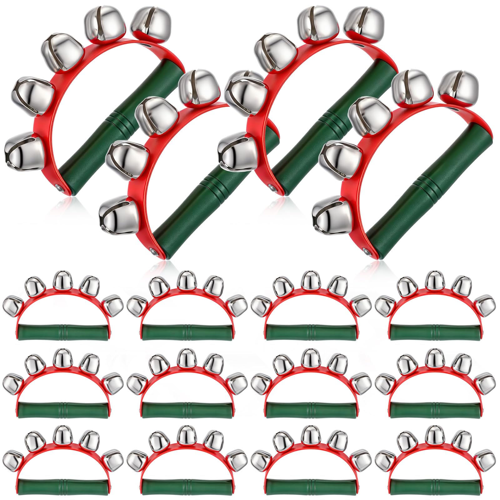 Hand Caroling Instrument Snapklik.com : 6 Pcs Christmas Hand Jingle Bells Red And Green Sleigh ...