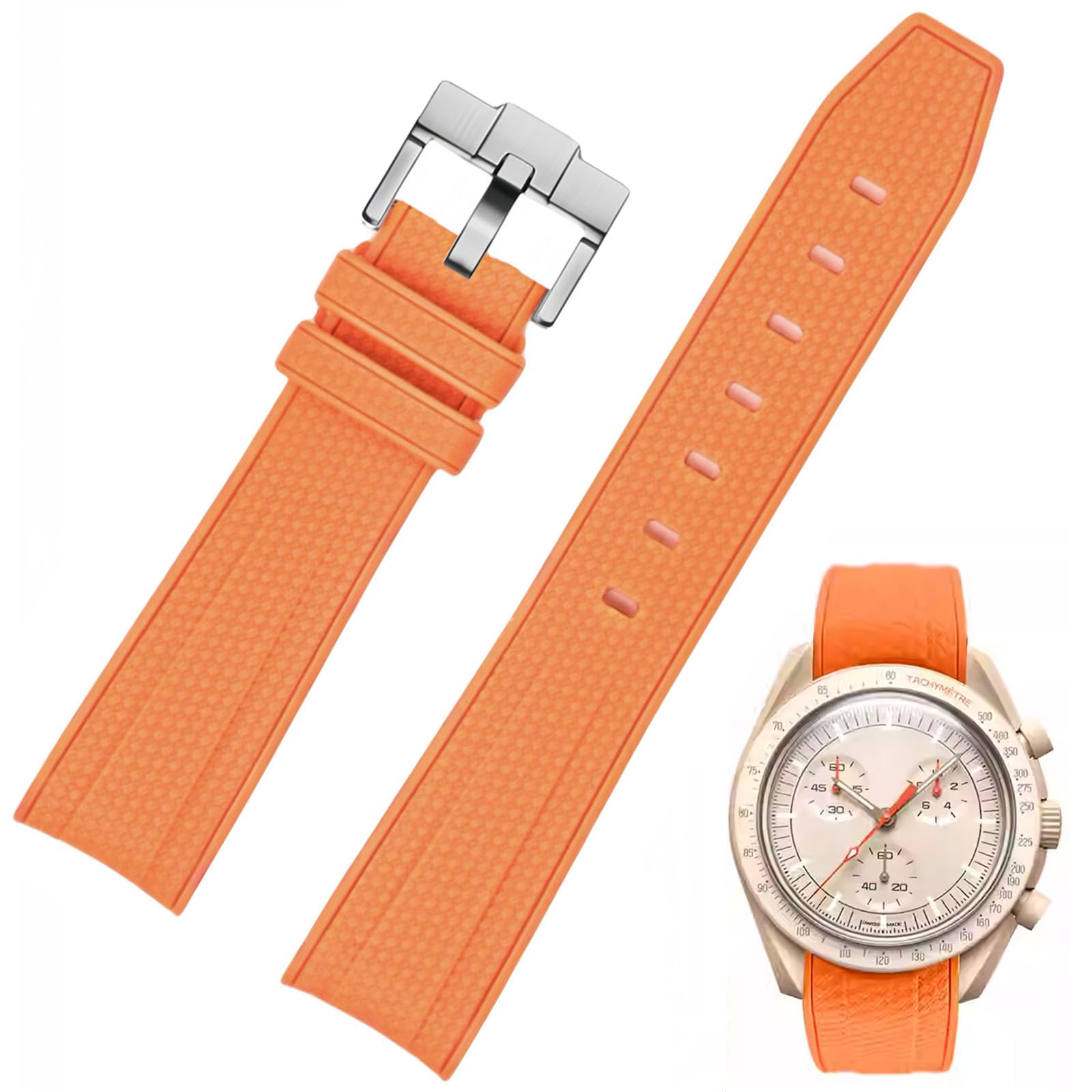 Correa de reloj para reloj Moonswatch, 20 mm, extremo curvado, estilo de tejido, caucho de silicona premium, correa de repuesto de goma de silicona, compatible con Omega XSwatch Moonswatch — view 9